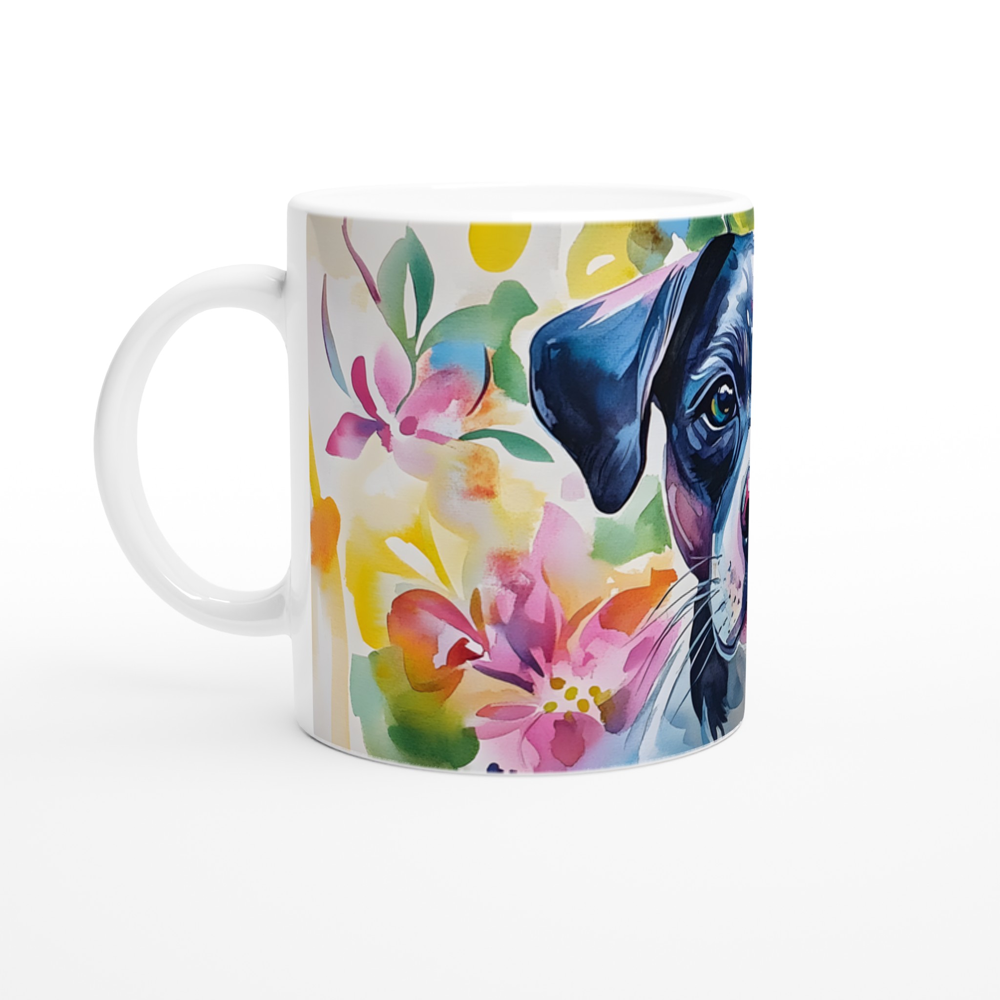 Färgglad Akvarell Hund Mugg - Vit 11oz Keramisk Mugg för Djurälskare 1 ed7ad760-e62b-410b-8b6b-81941c7af5b6