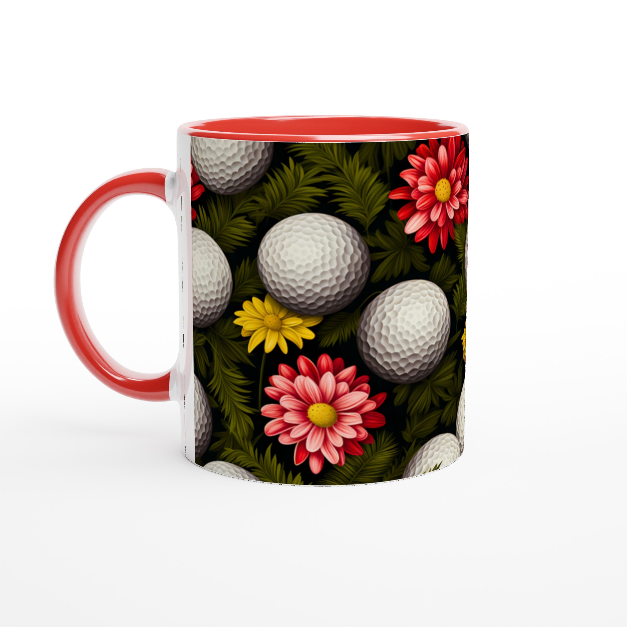 Golfboll & Blomma Keramisk Mugg - 11oz Elegant Design i Olika Färger 2 ee896943-0104-4114-934f-bfd63a5a8b3b