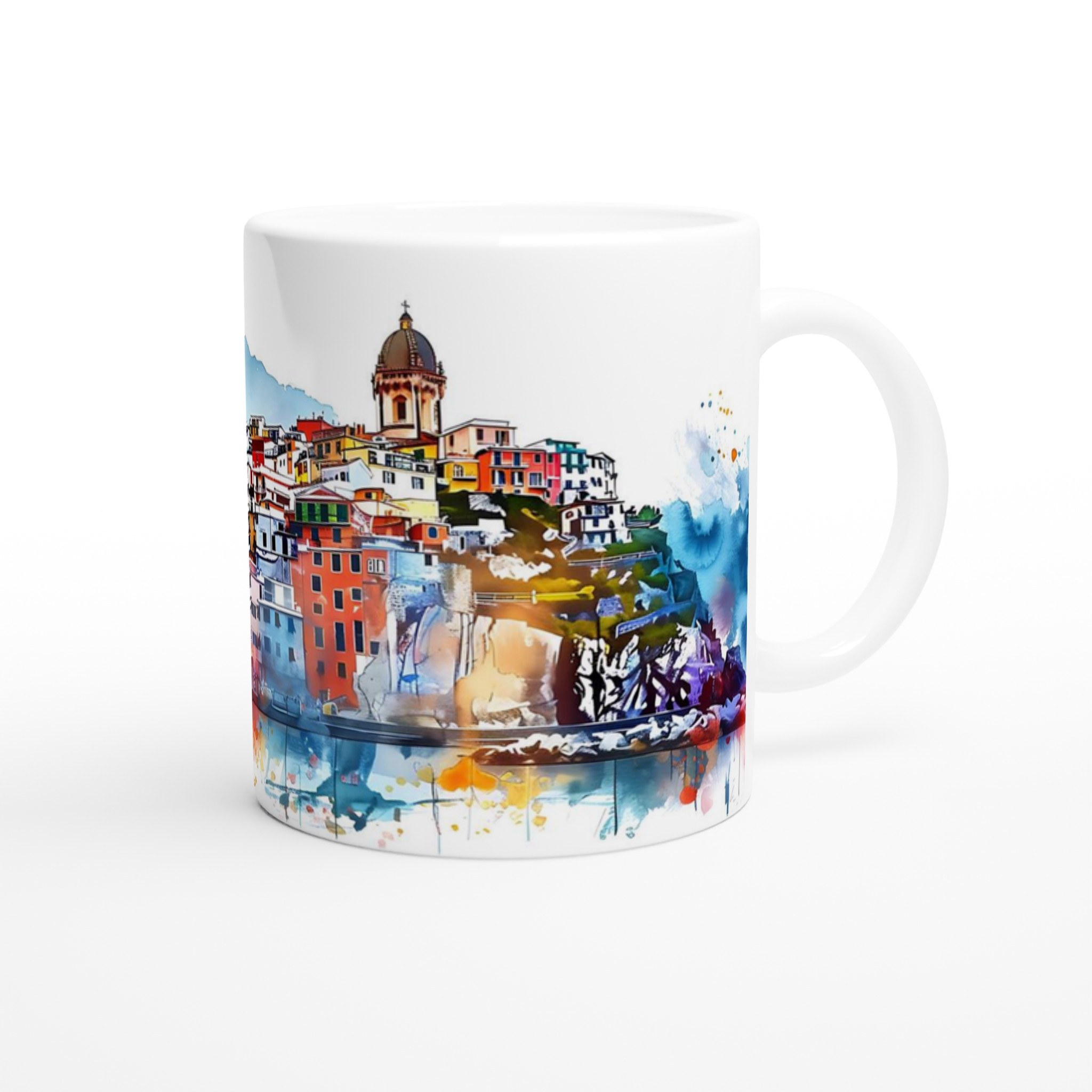 Italiensk Kuststad Akvarell Mugg – Färgstark Keramikmugg 11oz 9 eeb54651-7326-483a-a4db-accc93417234