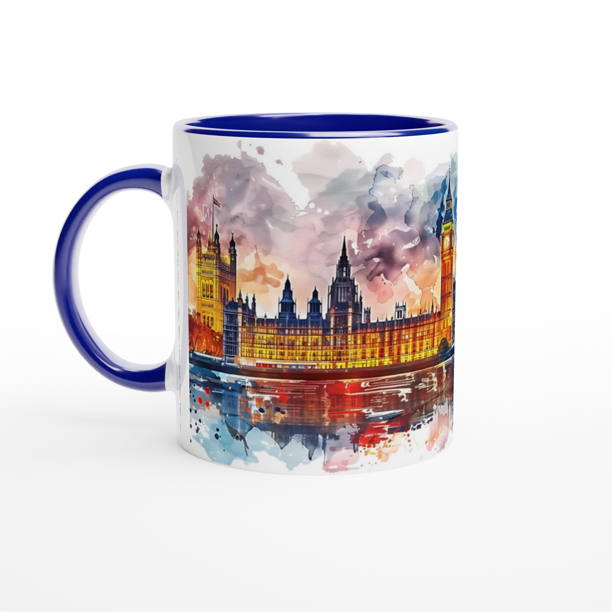 London Skyline Akvarellmugg – Konstnärlig Siluett & Levande Färger, Välj din favoritfärg! 4 eeb9a7af-7a36-4125-a142-537d8eb74807