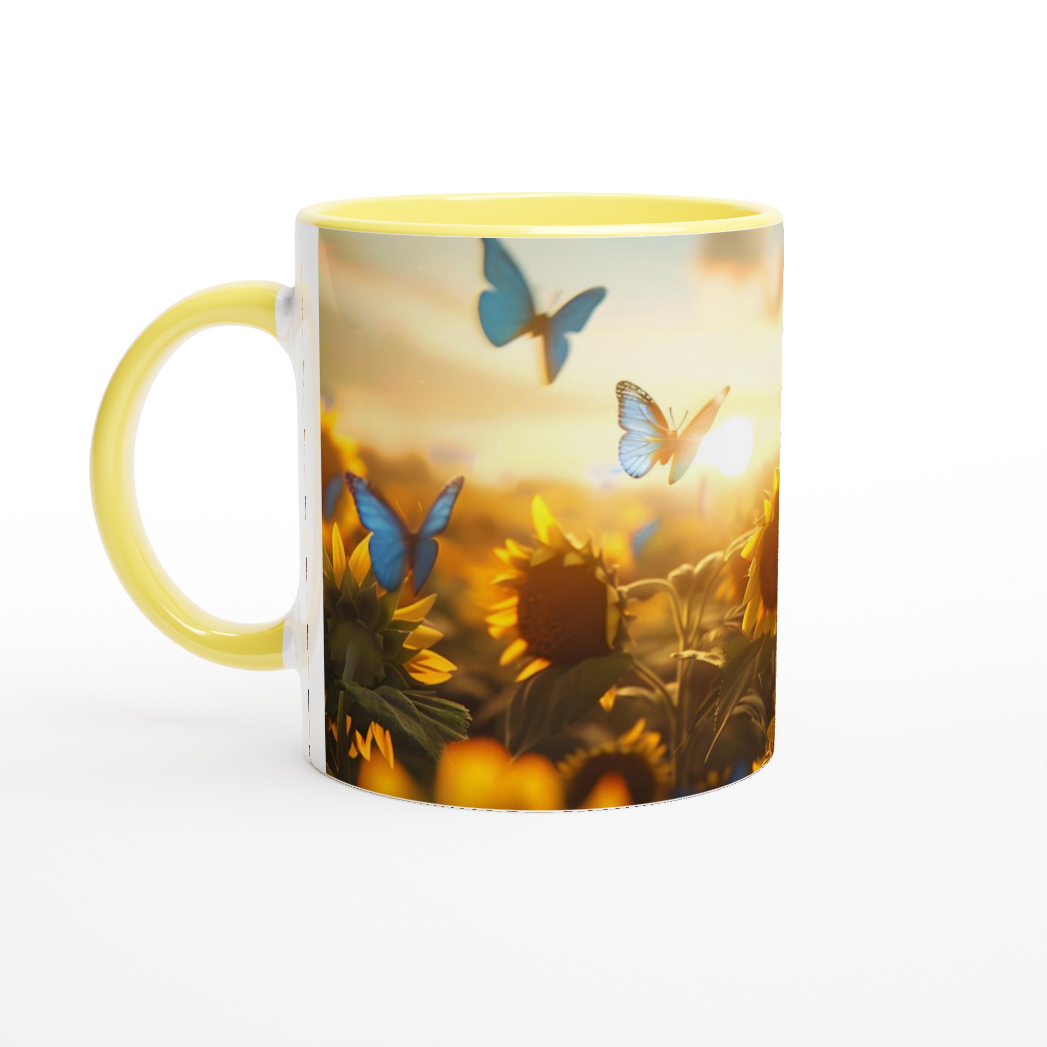 Solrosfält med blå fjärilar 11oz Keramisk Mugg – Drömmer om Sommar 5 eed5f7e4-41c9-45e2-b277-69915dcc6a4b
