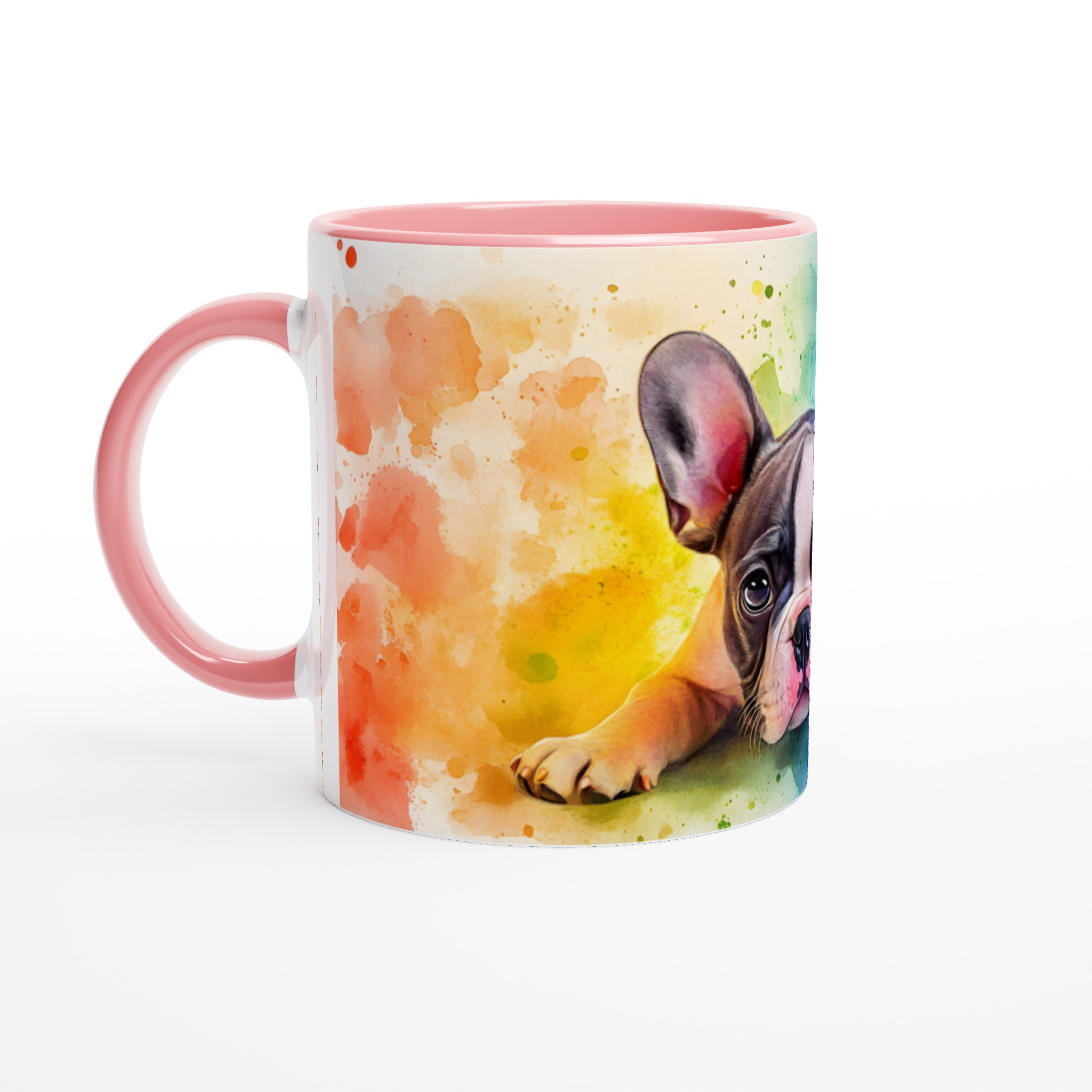 Färgglad Akvarell Fransk Bulldog Keramikmugg - 11oz, Levande Design som Lysar! 6 eeef7d33-20de-4967-9749-c2eac8c2152b