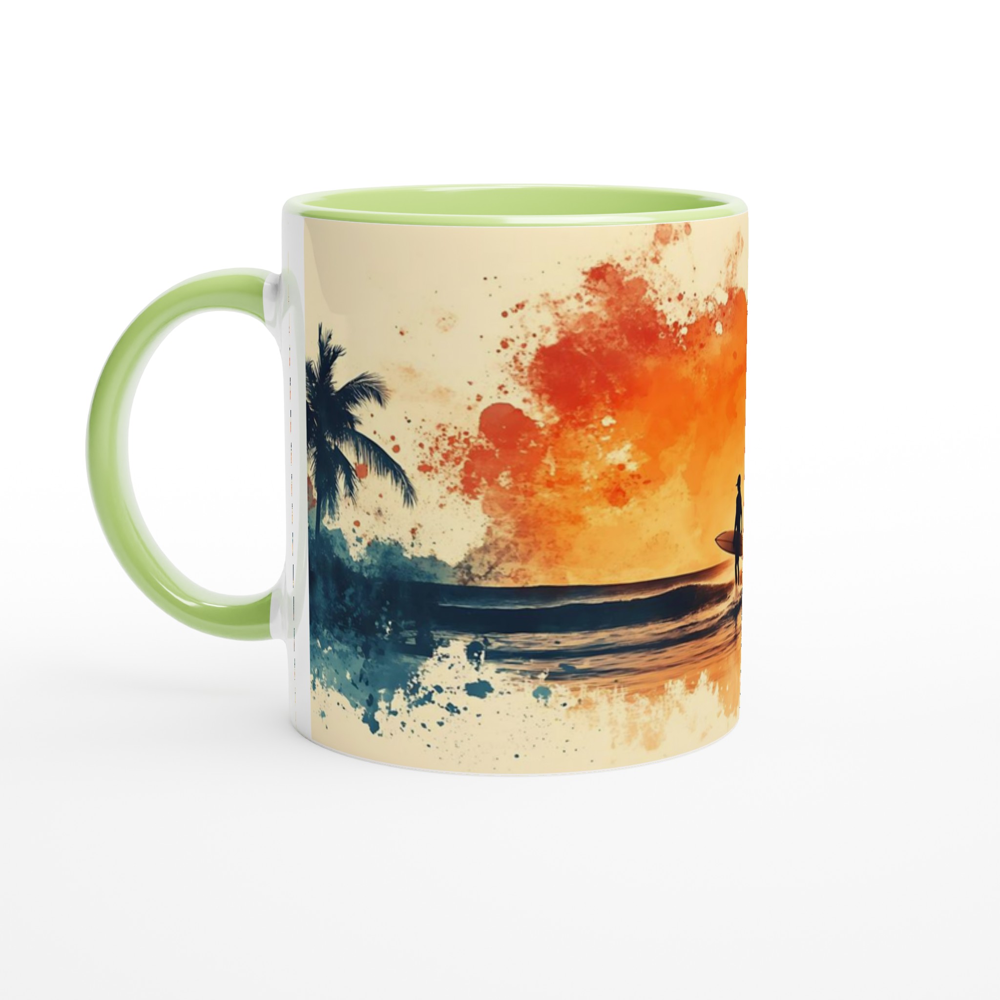 Tropisk Solnedgång Keramikmugg - 11oz Konstnärlig Surfmotiv i Vattenfärg, Välj Bland 7 Levande Färger! 6 ef32167f-2d93-420f-9d3f-9f674d0a16f9