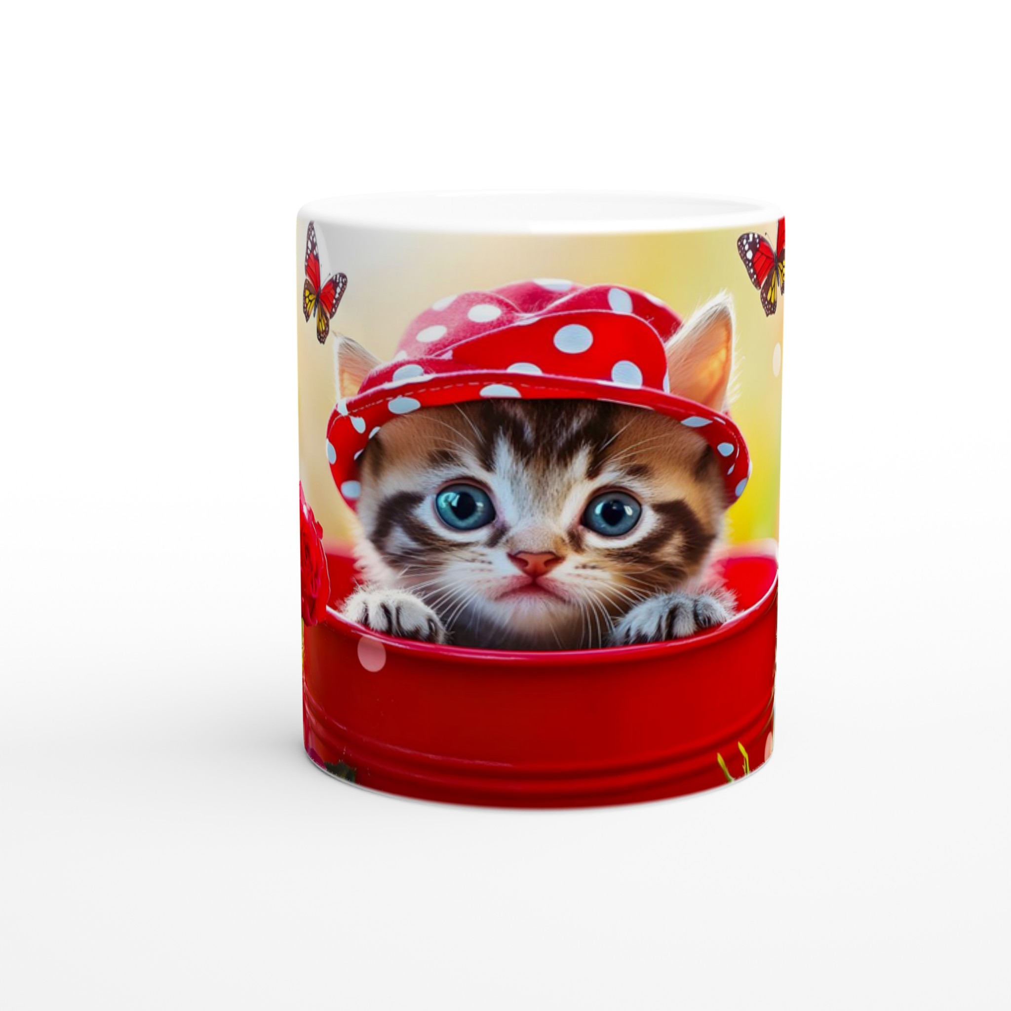 Söt kattunge i hatt 11oz Keramisk Mugg – Personlig design i 7 livfulla färger för kattälskaren 8 ef5ac663-978d-4b5d-87bd-775c773d2b00