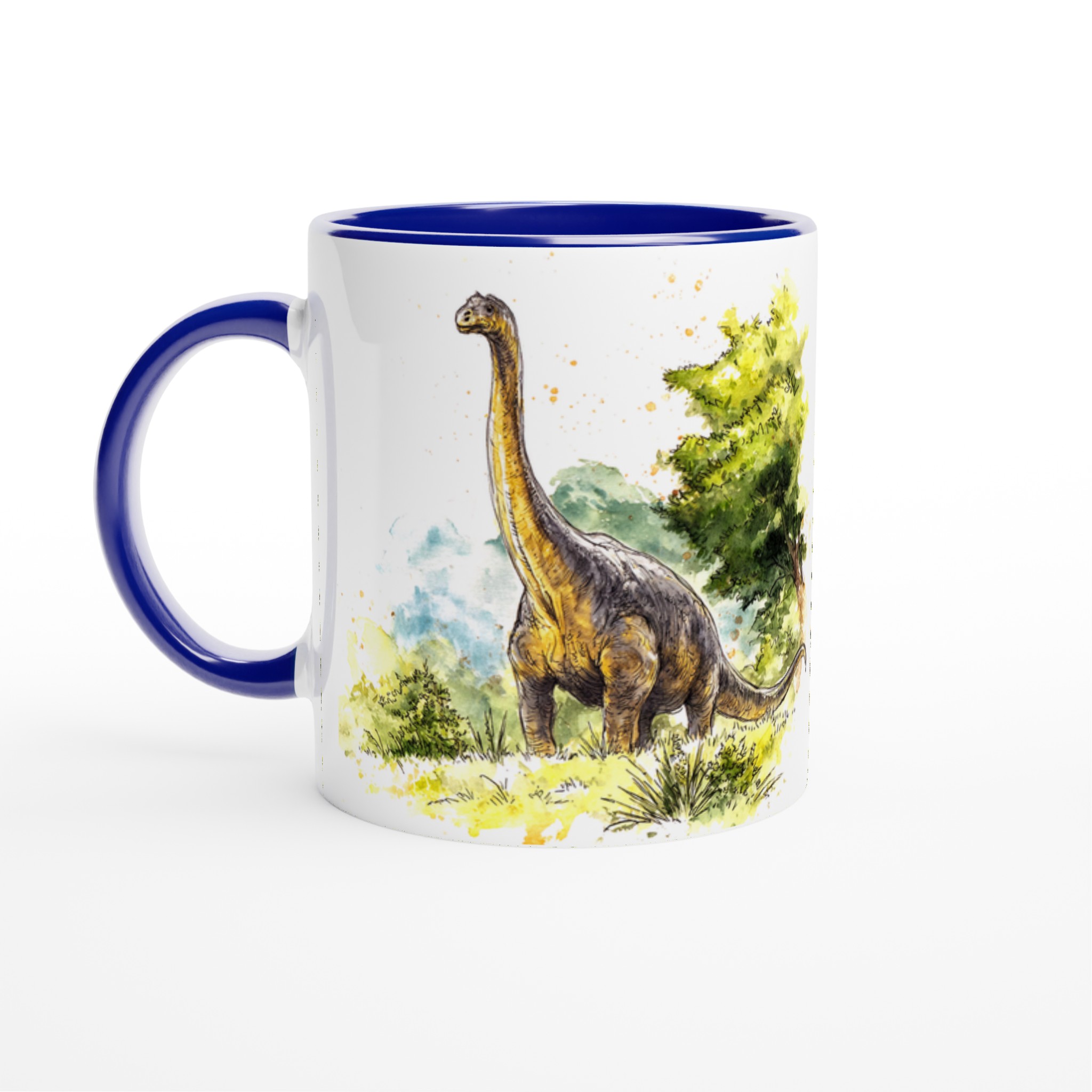 Dinosaurie Vattenfärg Mugg - Brachiosaurus i Grönt Landskap | 11oz Keramikmugg i Valfri Färg 4 ef98160b-ac90-40ea-9482-3138f687d96e
