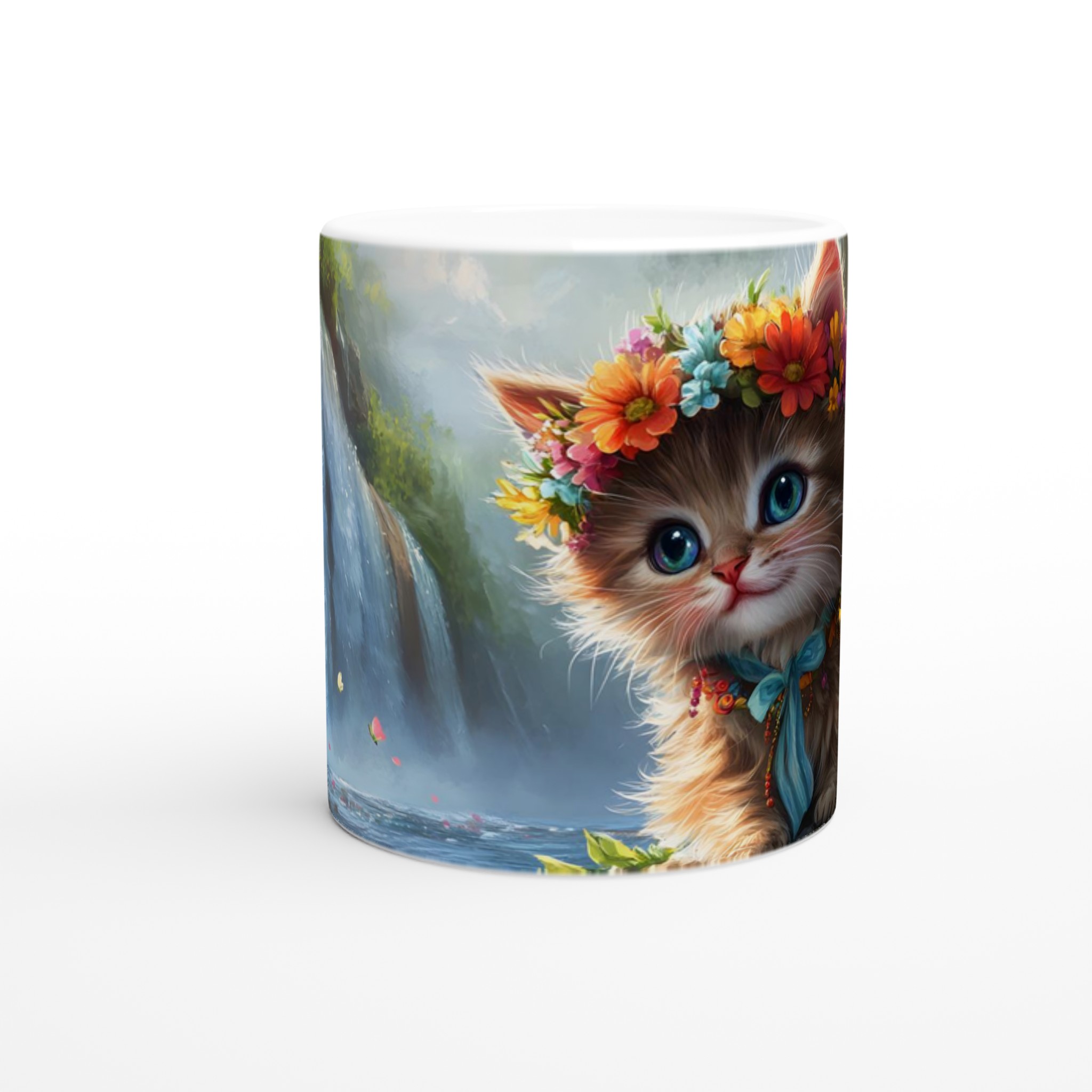 Mugg med Blomsterkrans Katt – En Bedårande Vän för Kaffet. Välj bland 7 Förtrollande Keramiska Färger! 8 efab2c31-1b47-421a-8945-7875f59b84d3