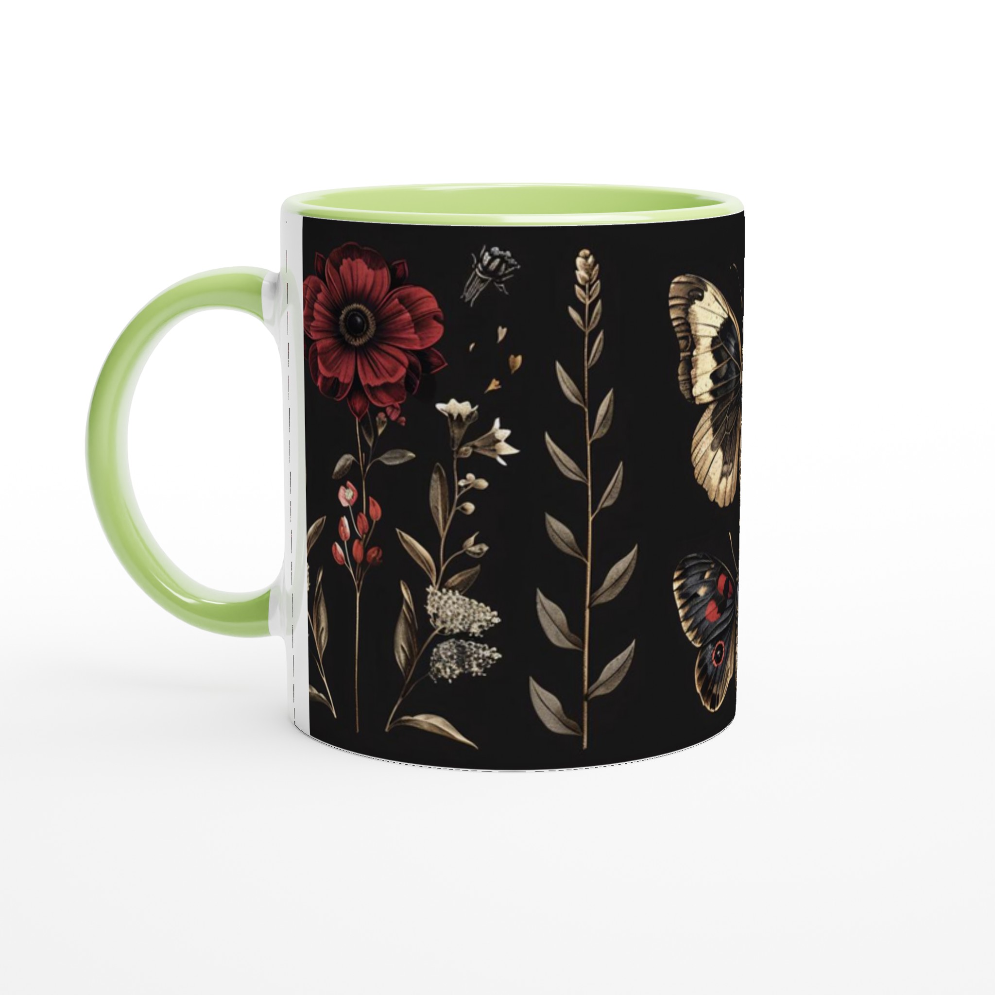 Förförisk Svart Keramikmugg med Mystiska Insekter och Röda Blommor 3 efd1cbd2-0d0a-4378-8b34-afc8ee9d3923