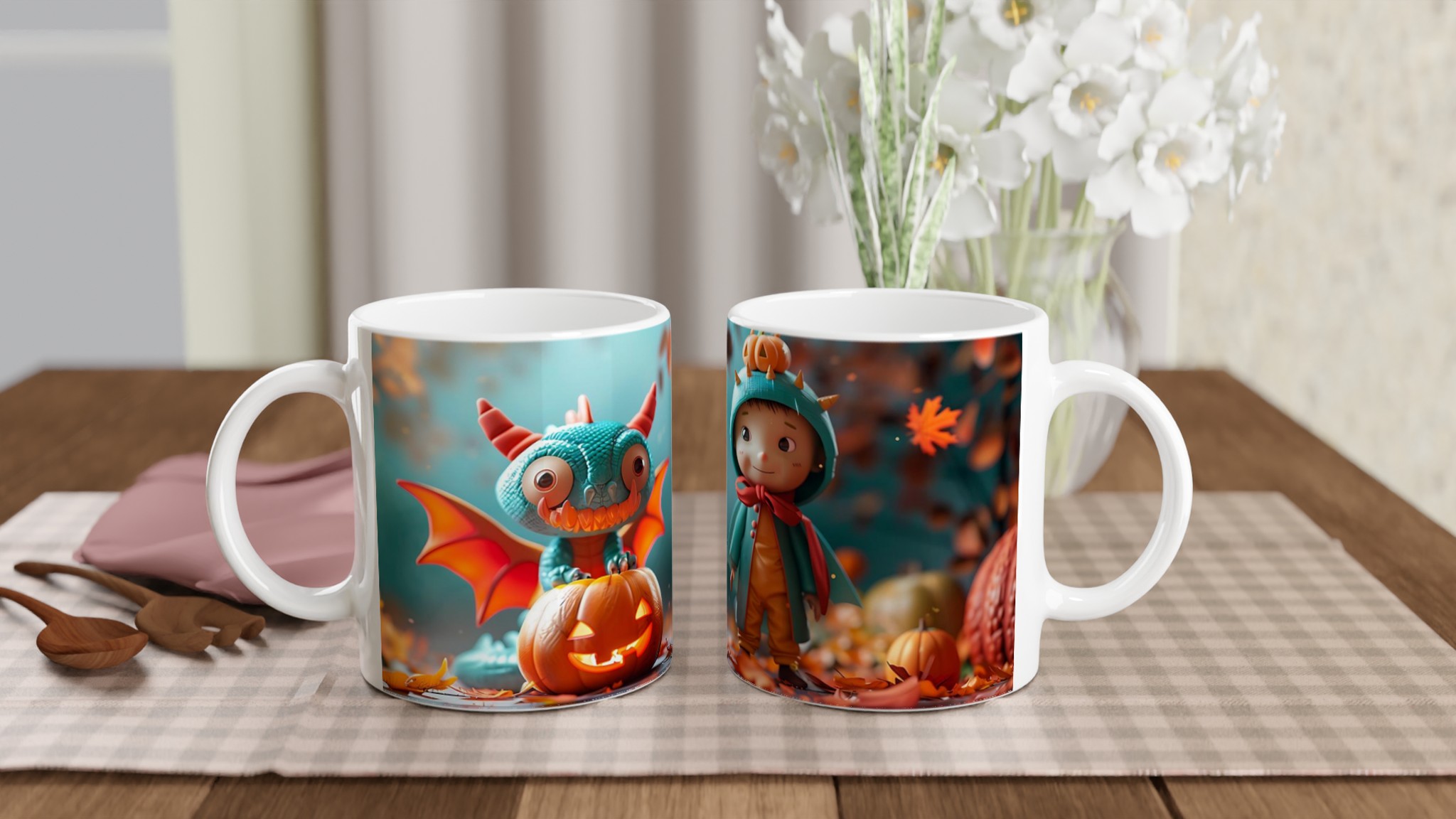 Söt Halloween Mugg med Drake & Pumpa – 11 oz Keramisk Mugg för Mysiga Höststunder 10 eff02612-8b04-4540-8e3d-9bd5493d5e70