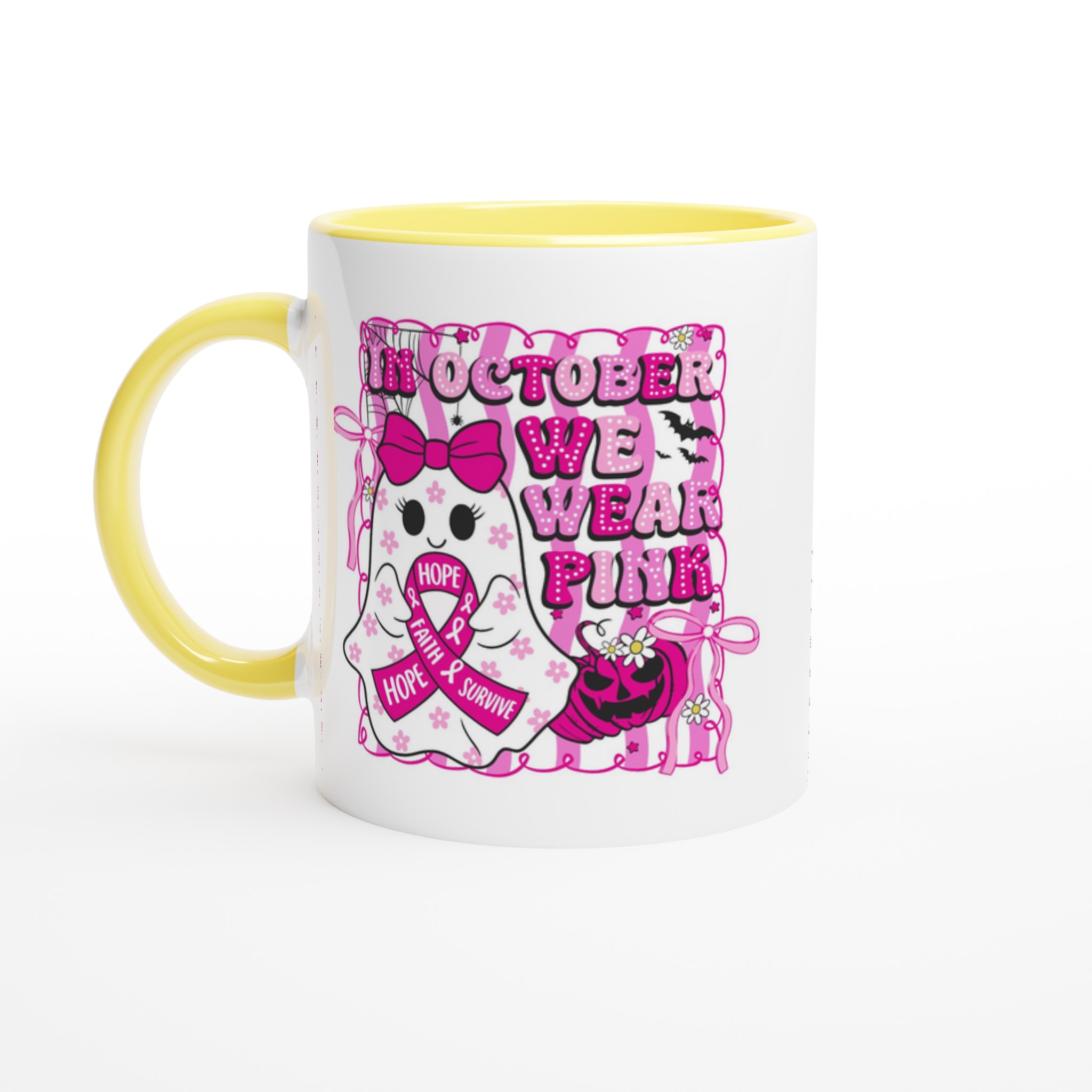 In October We Wear Pink – Rosa Bandet-mugg för Bröstcancermedvetenhet 1 f0109338-c44b-4806-8f7a-dbcd474aa7b6