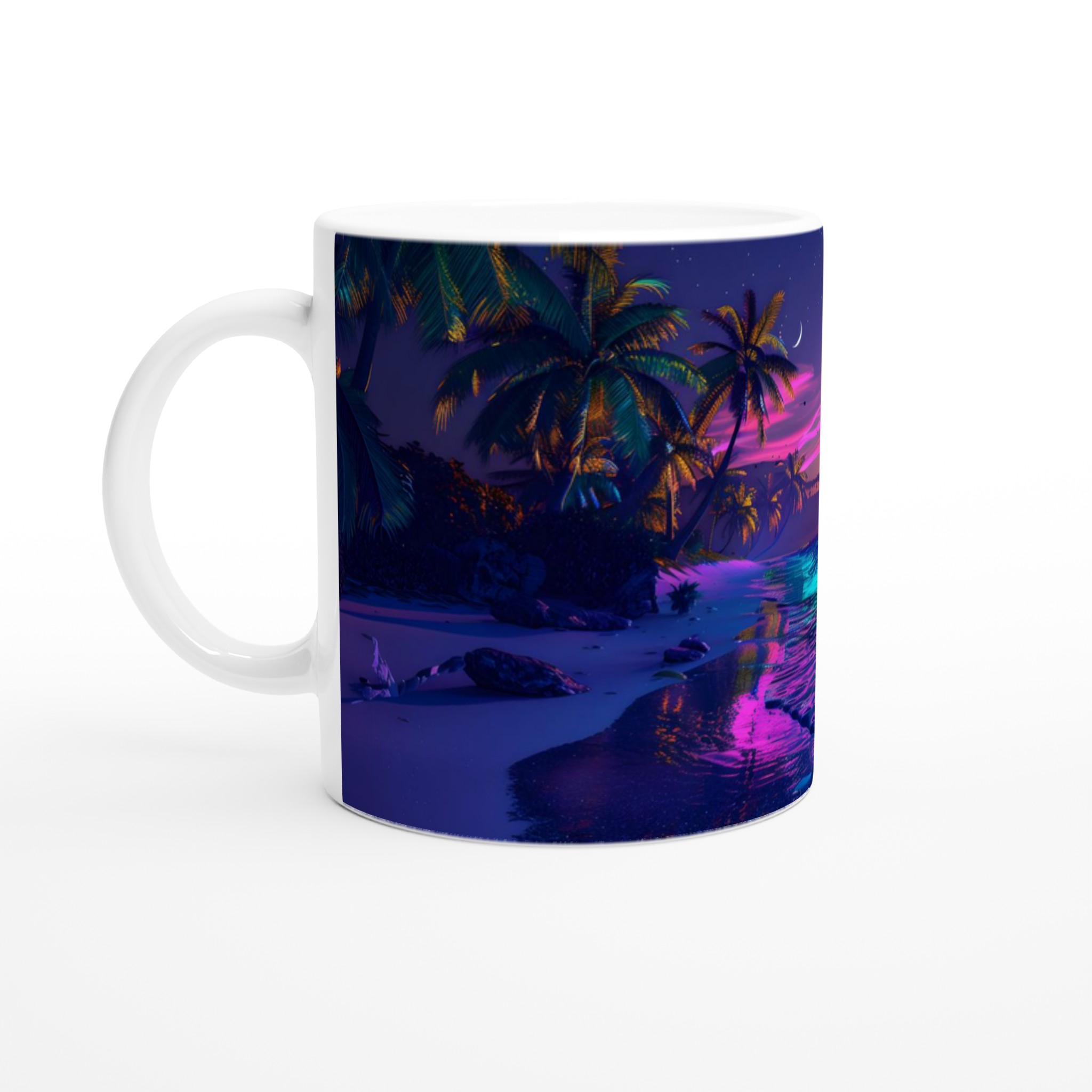 Neon Sunset Strand 11oz Keramisk Mugg – Drömmiga Tropiska Nätter i Valfri Färg! 1 f0df541a-1819-45b5-b70b-10a4e1f3eb4f