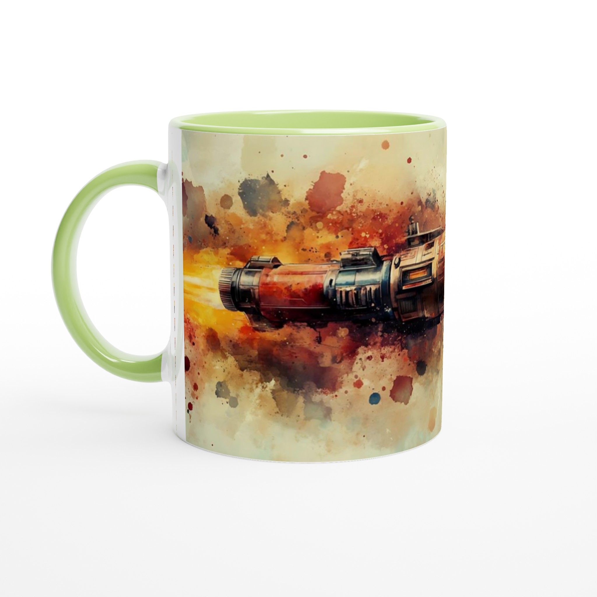 Kosmiskt äventyr kaffemugg – Färgstark akvarell rymdraket i din favoritfärg 6 f10f9904-557f-4b06-b93c-7a0dc7e7c290