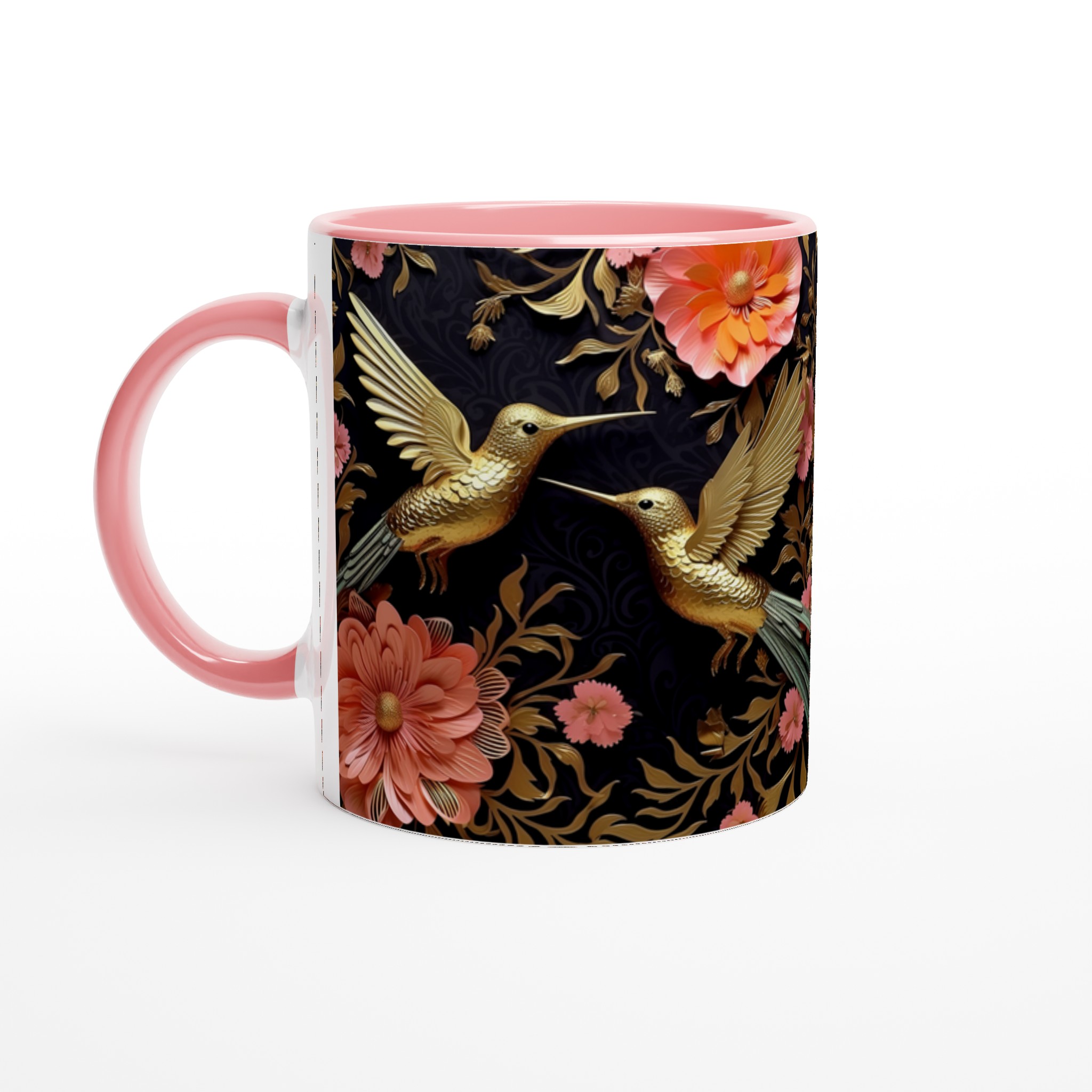 Lyxig Kolibri & Blommig Keramikmugg - Guldskimrande Design i Ditt Färgval 6 f11f15a4-06de-40df-a75a-98b1c1d8e908