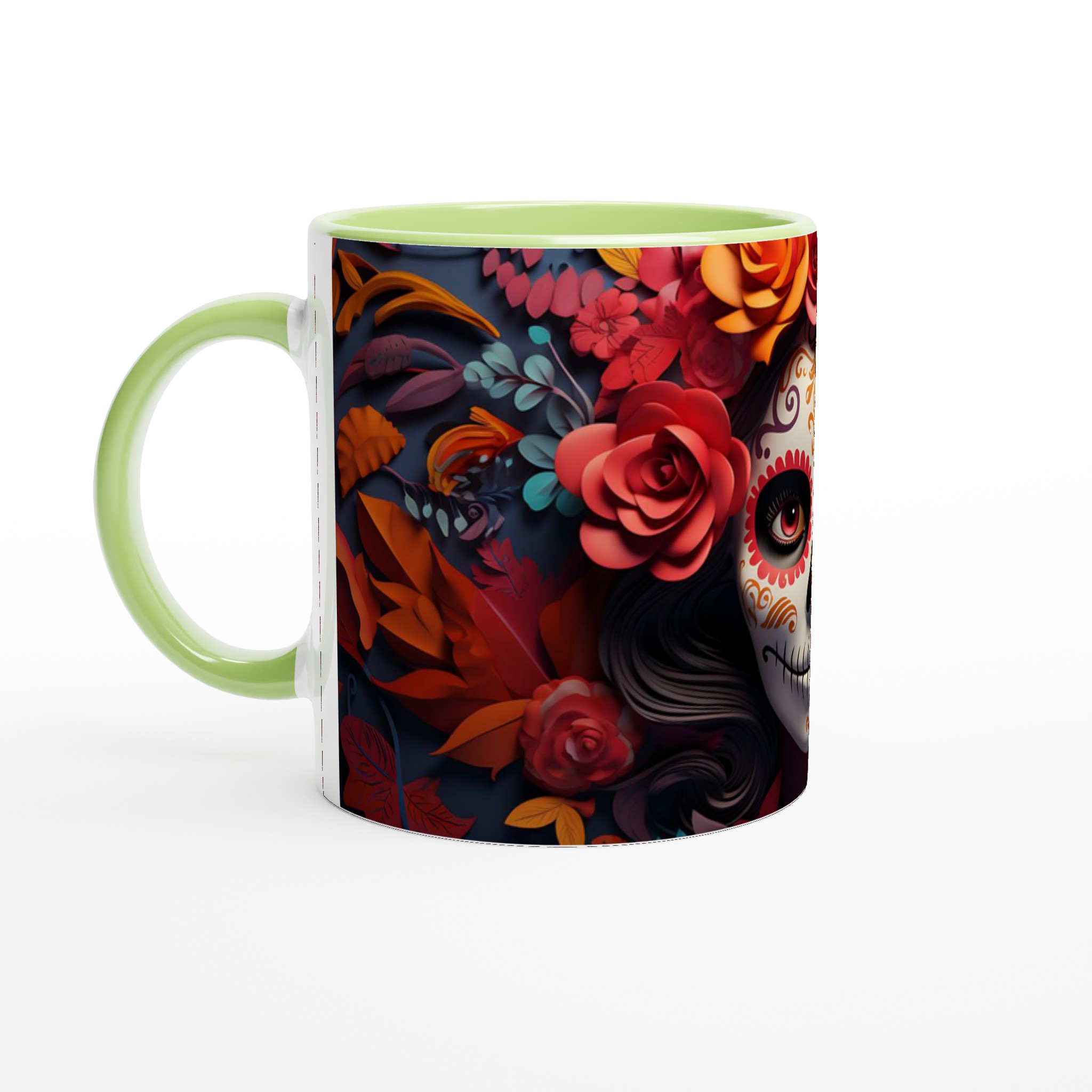Sugar Skull Blommig Keramisk Mugg – Fira Livet i Levande Färg, 11 oz 3 f2b64808-8449-4318-807c-29dd57e254f2