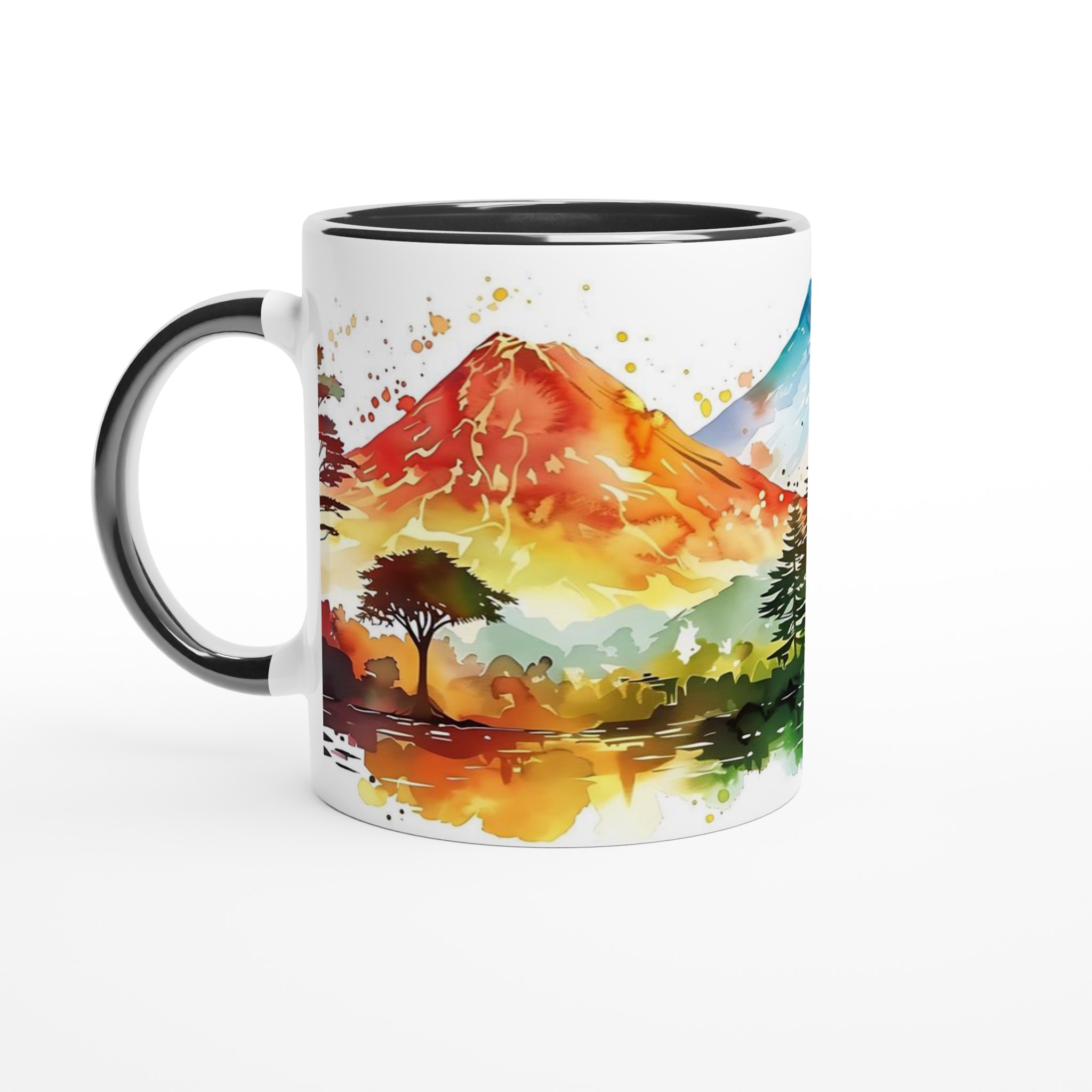 Akvarell Landskap Keramisk Mugg - Levande Berg och Sjödesign, 11 oz 7 f3120263-9688-4194-99f7-ec802418014c