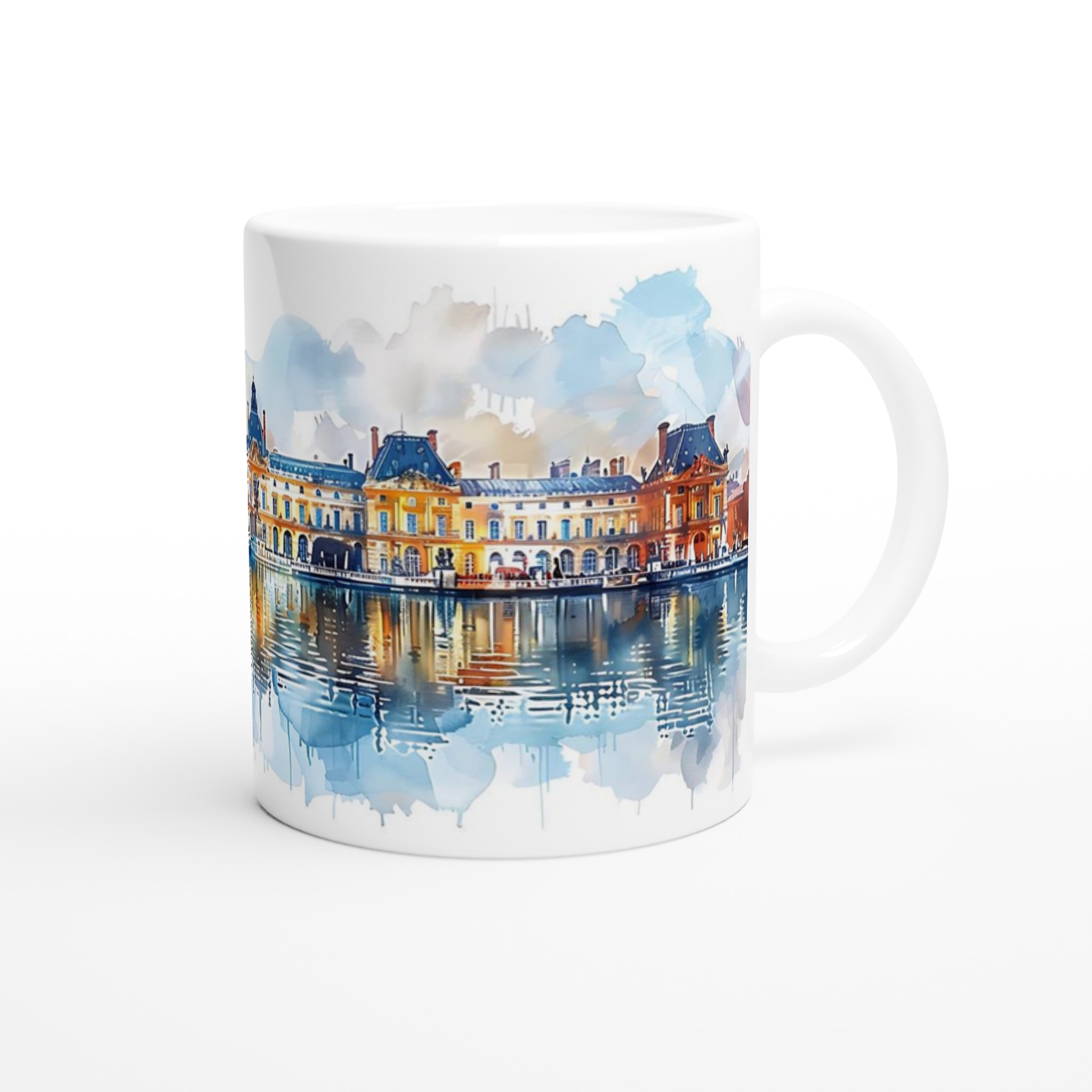 Parisisk Charm Keramisk Mugg – Konstnärlig Akvarell Louvre-silhuett, Välj bland 7 Livfulla Färger 9 f36915d8-8a41-43ef-a909-4acf2112d969
