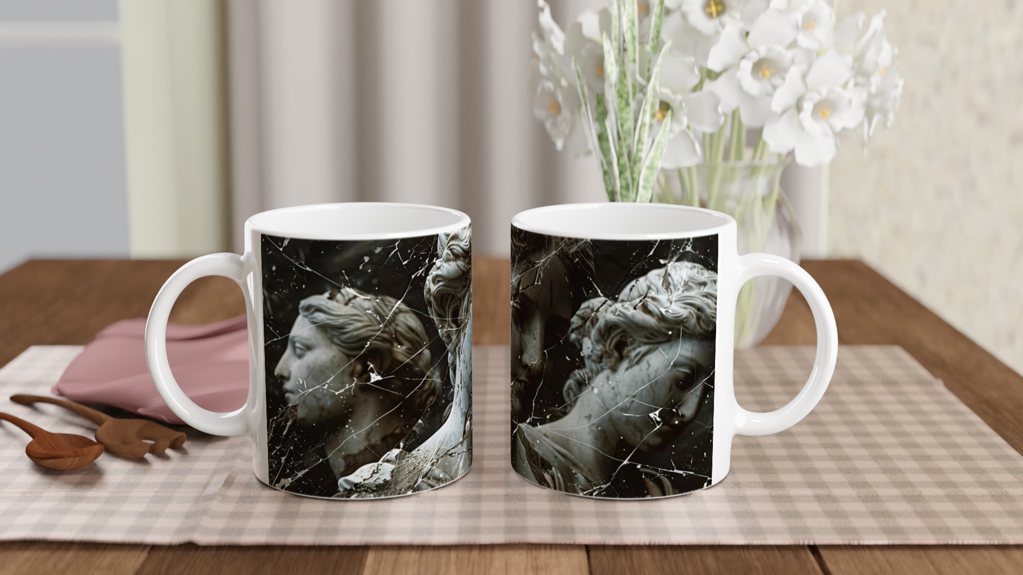 Vit 11oz keramisk mugg med klassiskt skulpturmotiv i ditt val av färgglatt keramikval 10 f36efc3a-abeb-466b-8c67-9d0408a90610