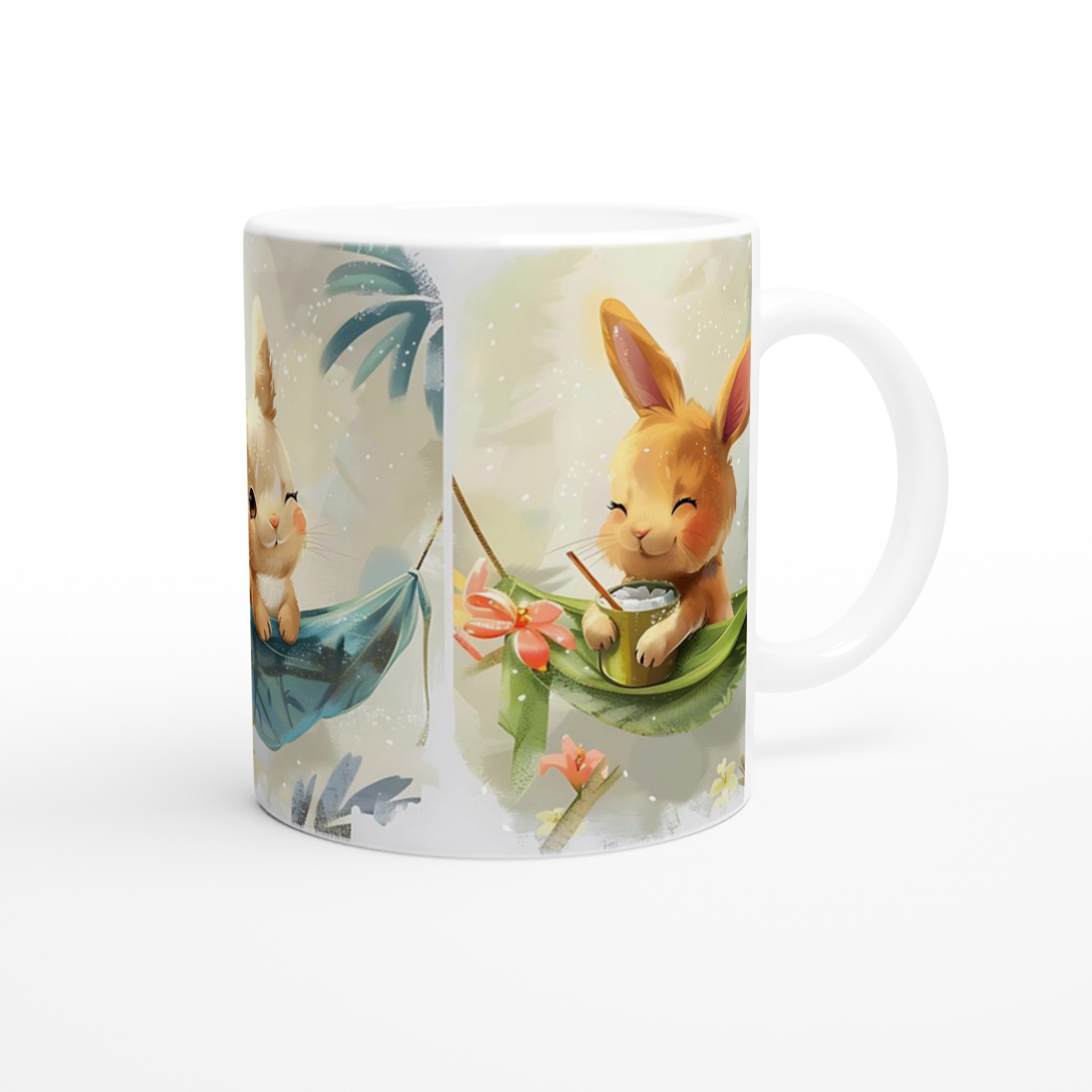 Söta Tropiska Kaniner Mugg – 11oz Keramisk Kaffekopp för Lekfulla Stunder, Välj bland 7 Färger! 9 f373b3a9-61f0-412a-8744-79f14c3fb678
