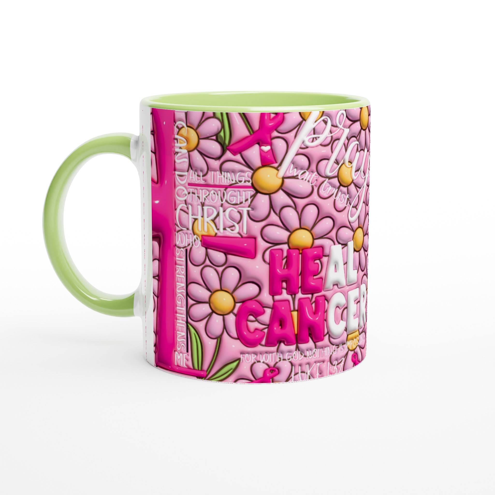 Stärkande Rosa Bandet Mugg: 'Heal Cancer' med Tro och Blomsterdesign – Välj Din Färg! 3 f375a52c-a5e0-4764-8cd3-3fe737a6f5b2