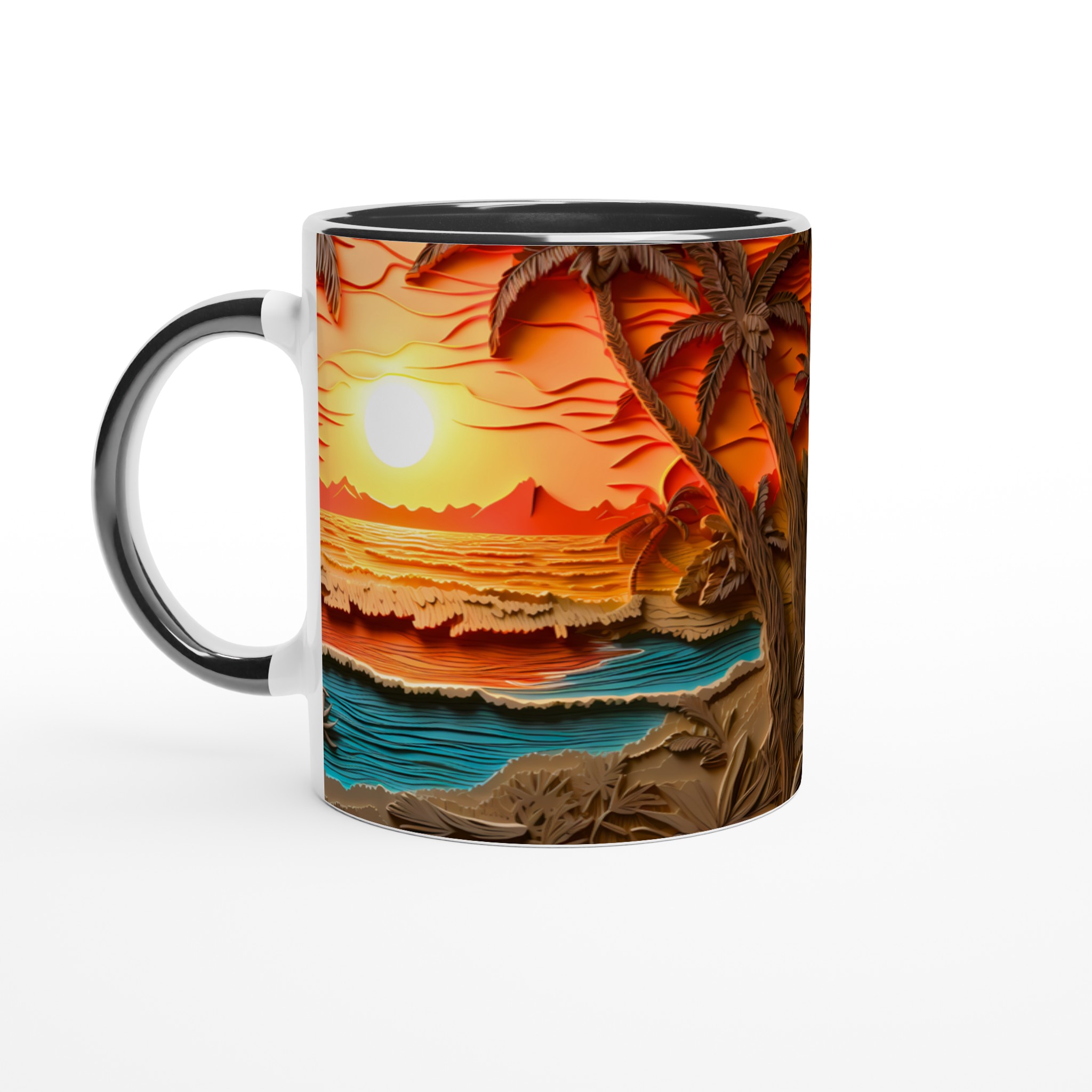 Tropisk Solnedgång Keramikmugg - 11oz, Vågor & Palmer i Varma Nyanser. Välj mellan 7 Färgstarka Alternativ! 8 f3ae27cf-48bc-409f-8747-f63d855774ef
