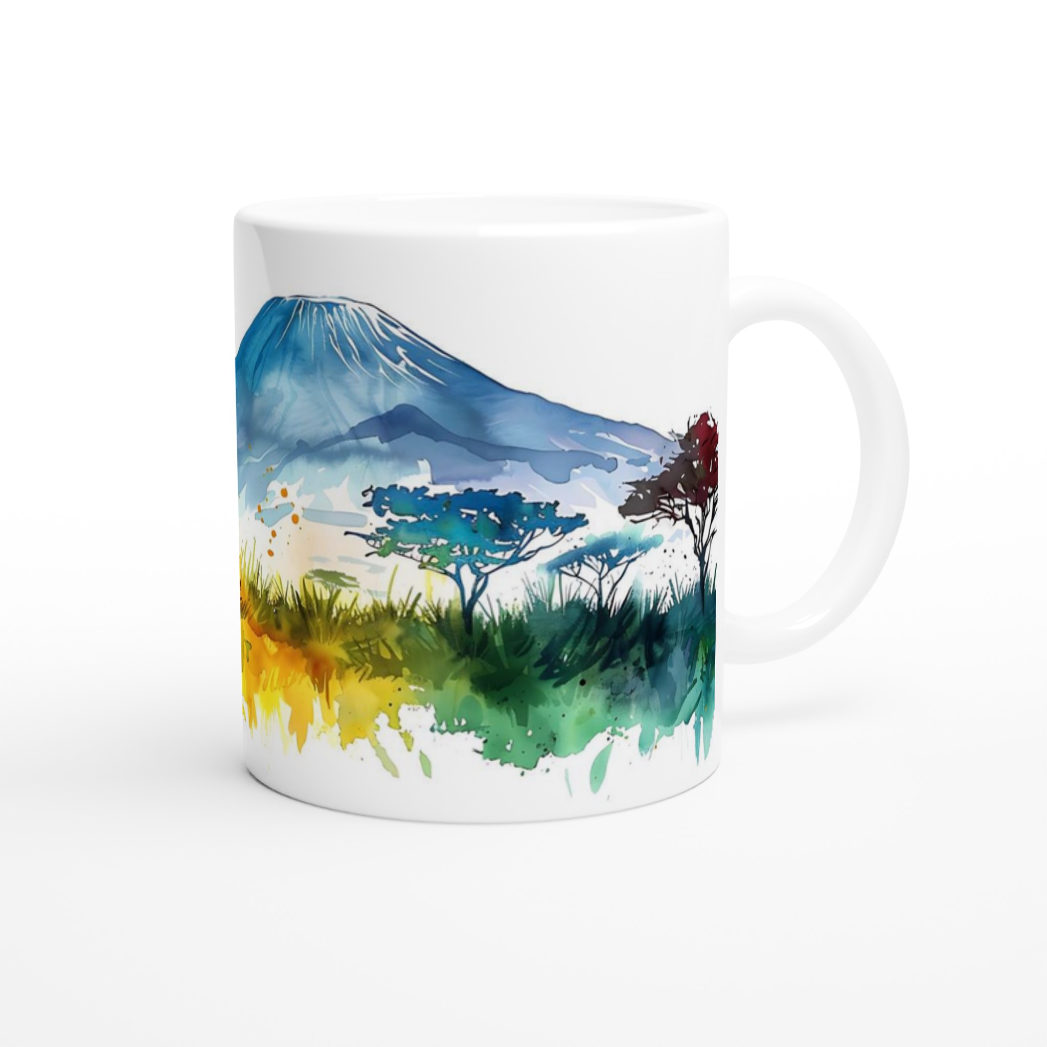 Akvarellberg & Savannmugg - Livfull Keramisk Kaffekopp 11oz, Välj Bland 7 Färgstarka Nyanser 9 f3b066cb-4aea-44af-8f1a-afb6ef8be722
