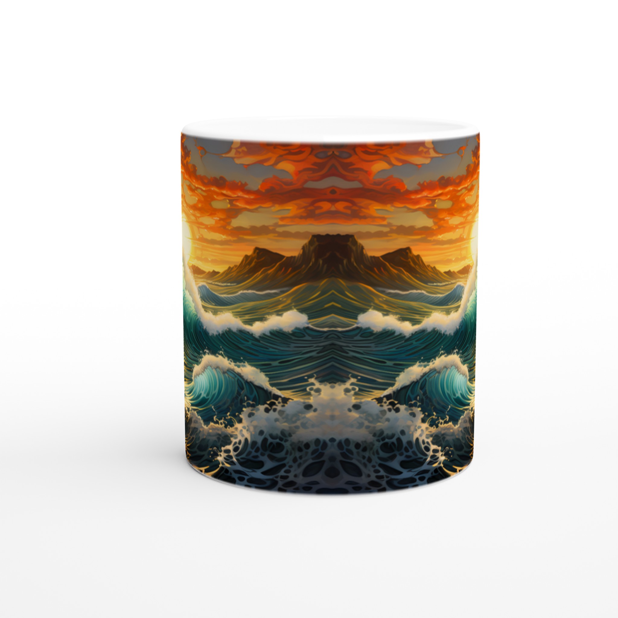 Oceanisk Soluppgång Keramikmugg - 11oz, Vågor & Berg | Välj din färg 8 f454cd23-e360-48b6-885d-b7470a8fd14a