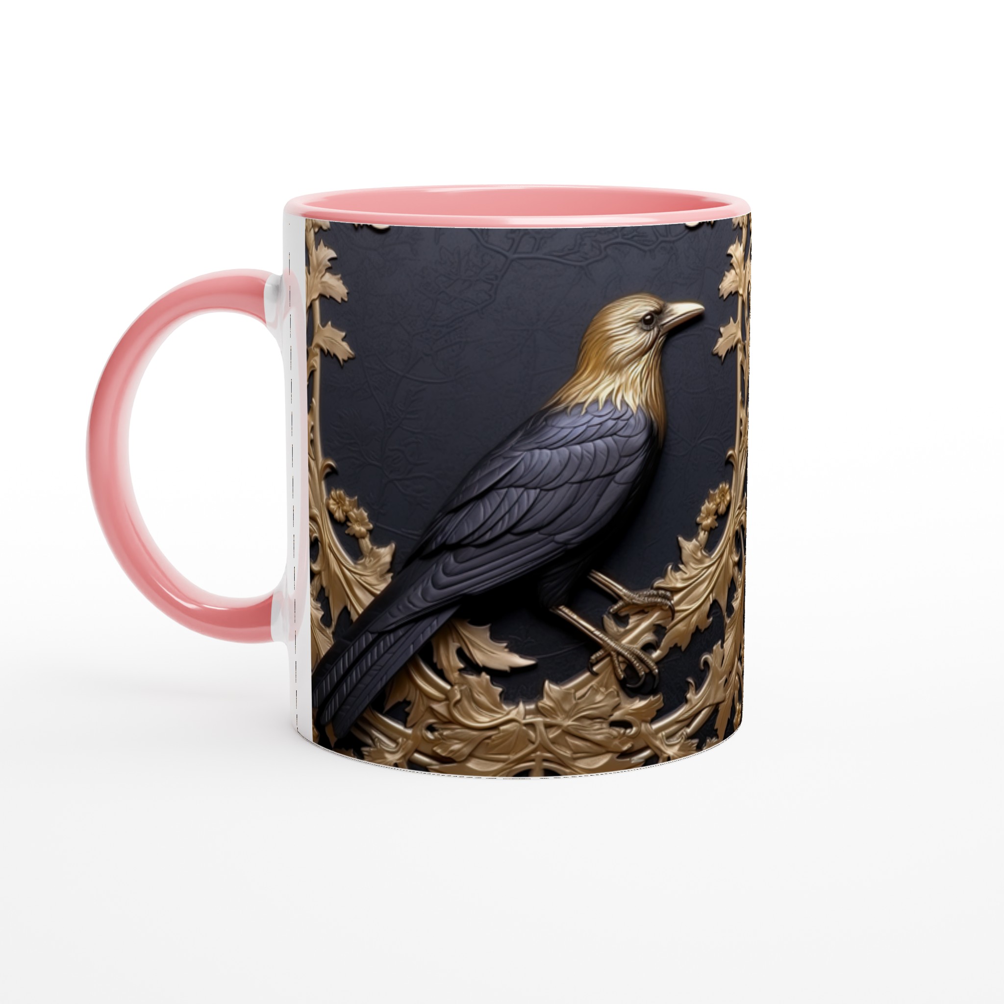 Elegant Vit 11oz keramisk mugg med konstnärligt fågelsmotiv och glansig finish 6 f4bda417-c569-4066-bb56-62c2e459e22a