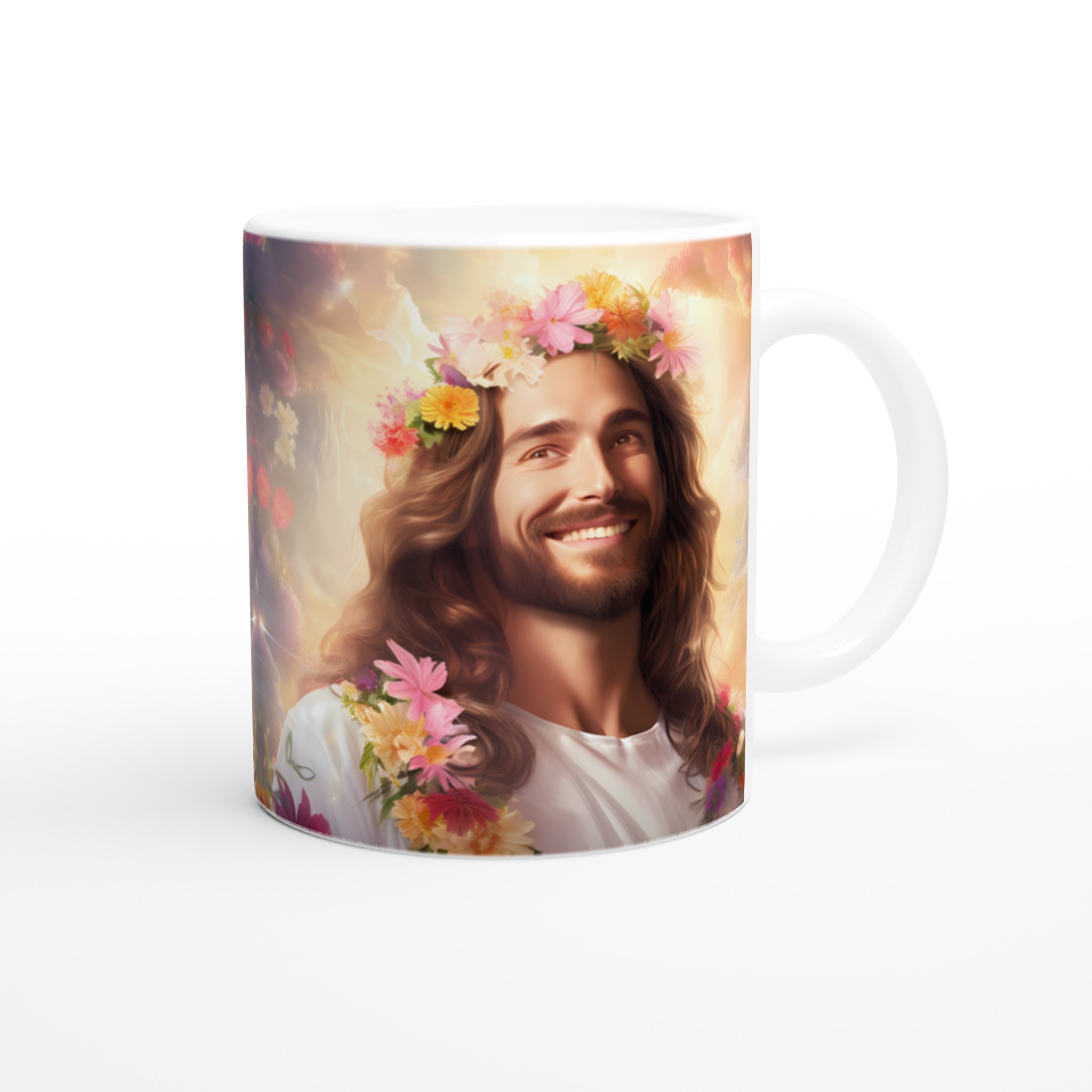 Jesus i Blomsterkrans 11oz Keramisk Mugg – En Strålande Påminnelse om Glädje & Hopp 9 f510dc9d-1892-408f-8917-e56469280f54