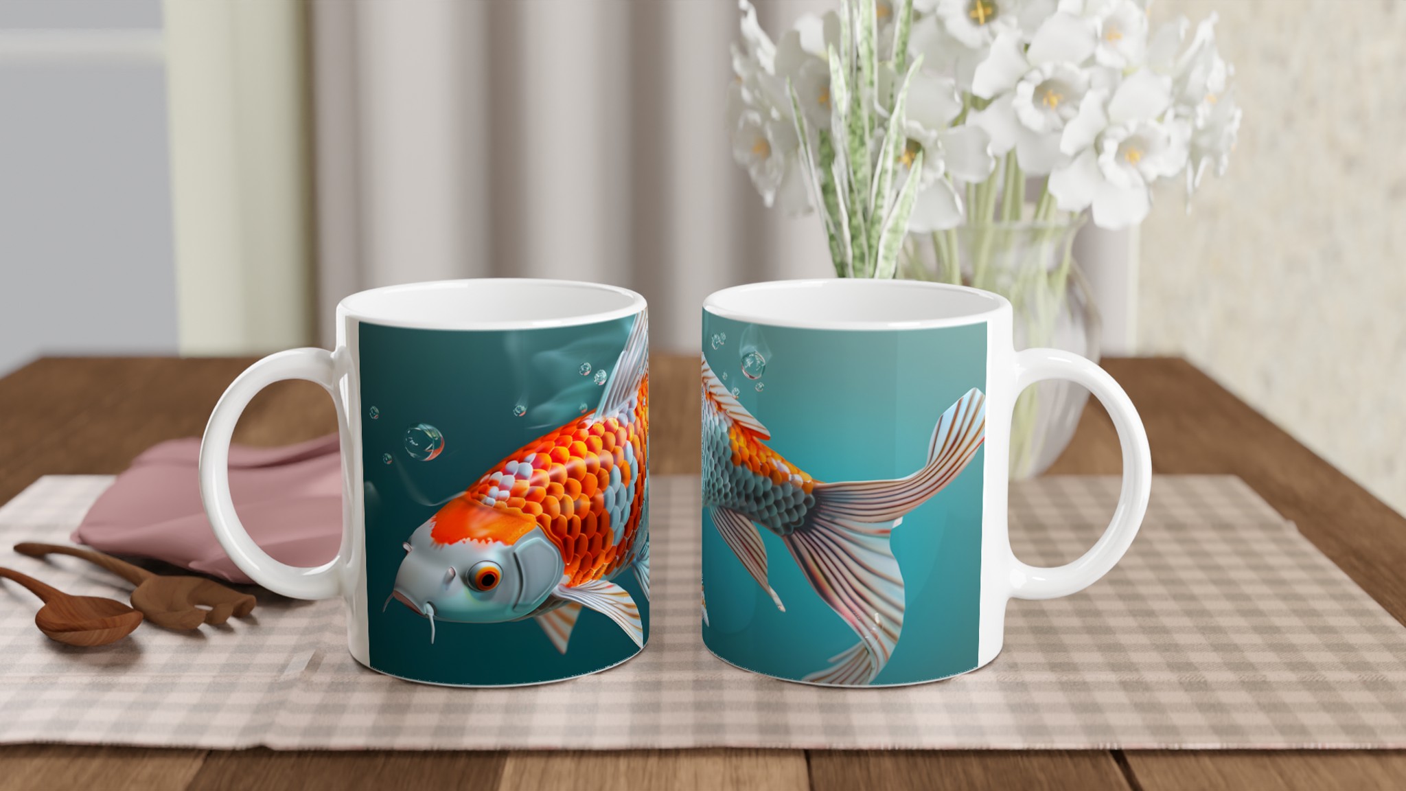 Koi Fisk 11oz Keramisk Mugg – Konstfull Design för Kaffeälskare, Välj Din Färg! 11 f567a022-79f5-4657-b9a1-8b1bcfc7e7f0