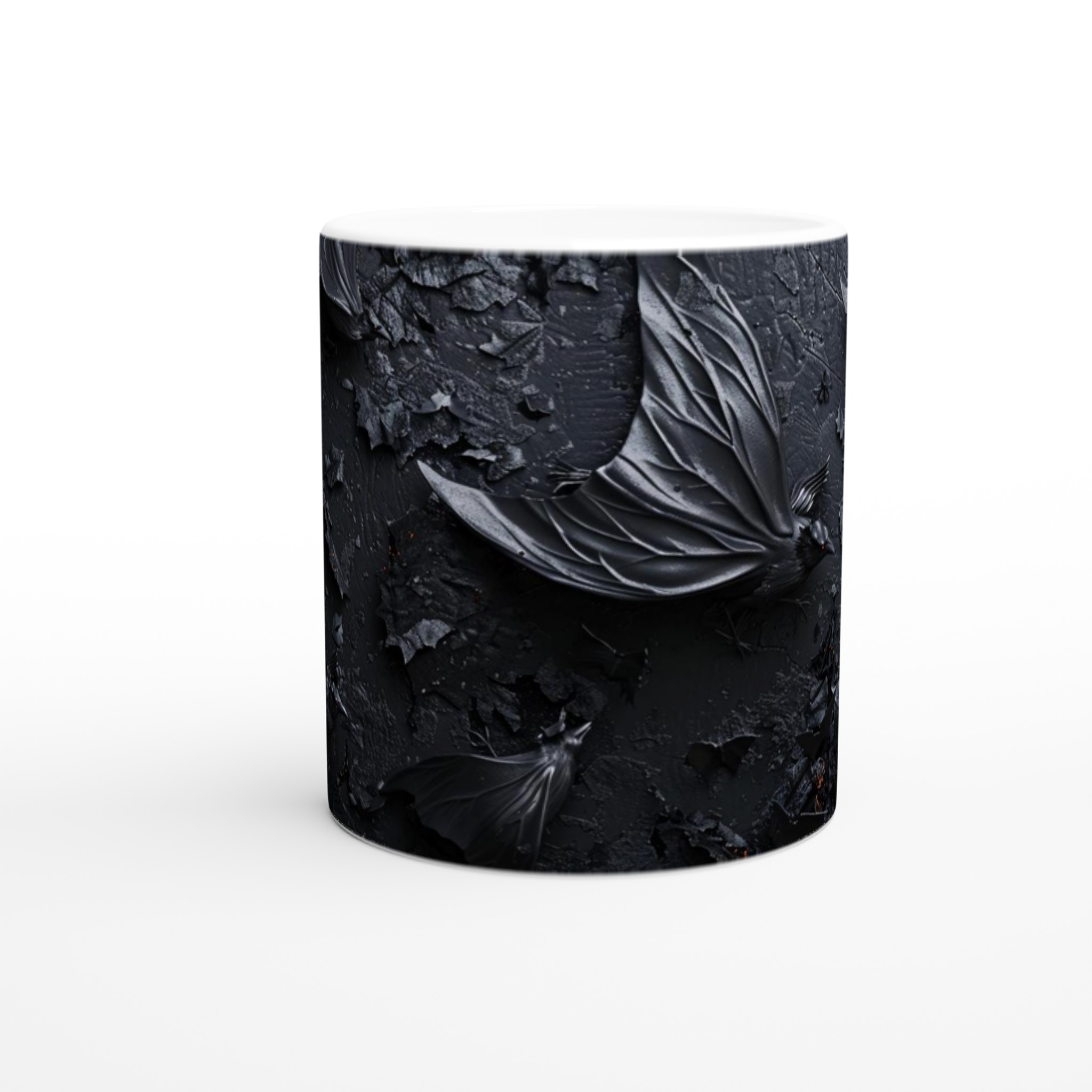 Vit 11oz keramisk mugg med dramatisk svart fågelmotiv – välj bland sju levande keramfärger 8 f5ad2da7-dfb4-417a-9974-ec2b8d9d9edc