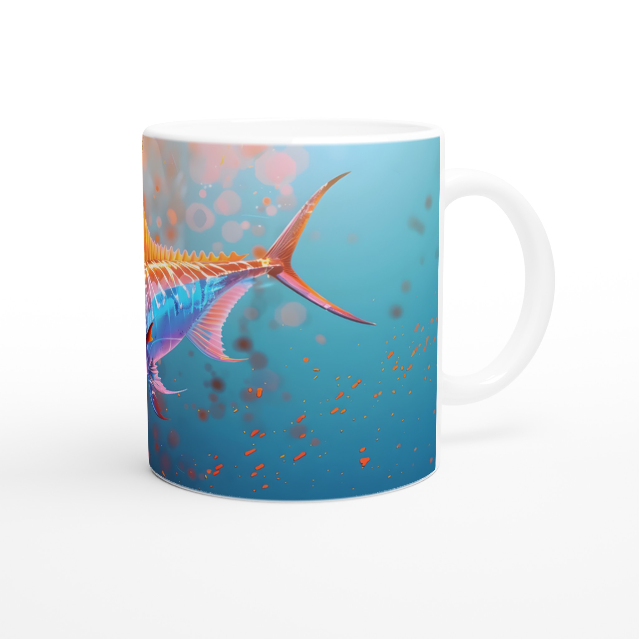 Neon Marlins Dröm: 11oz Keramisk Mugg – Färgglad Havsinspiration för varje klunk 9 f6515c17-df7b-4b77-bd89-6f04bfec626c