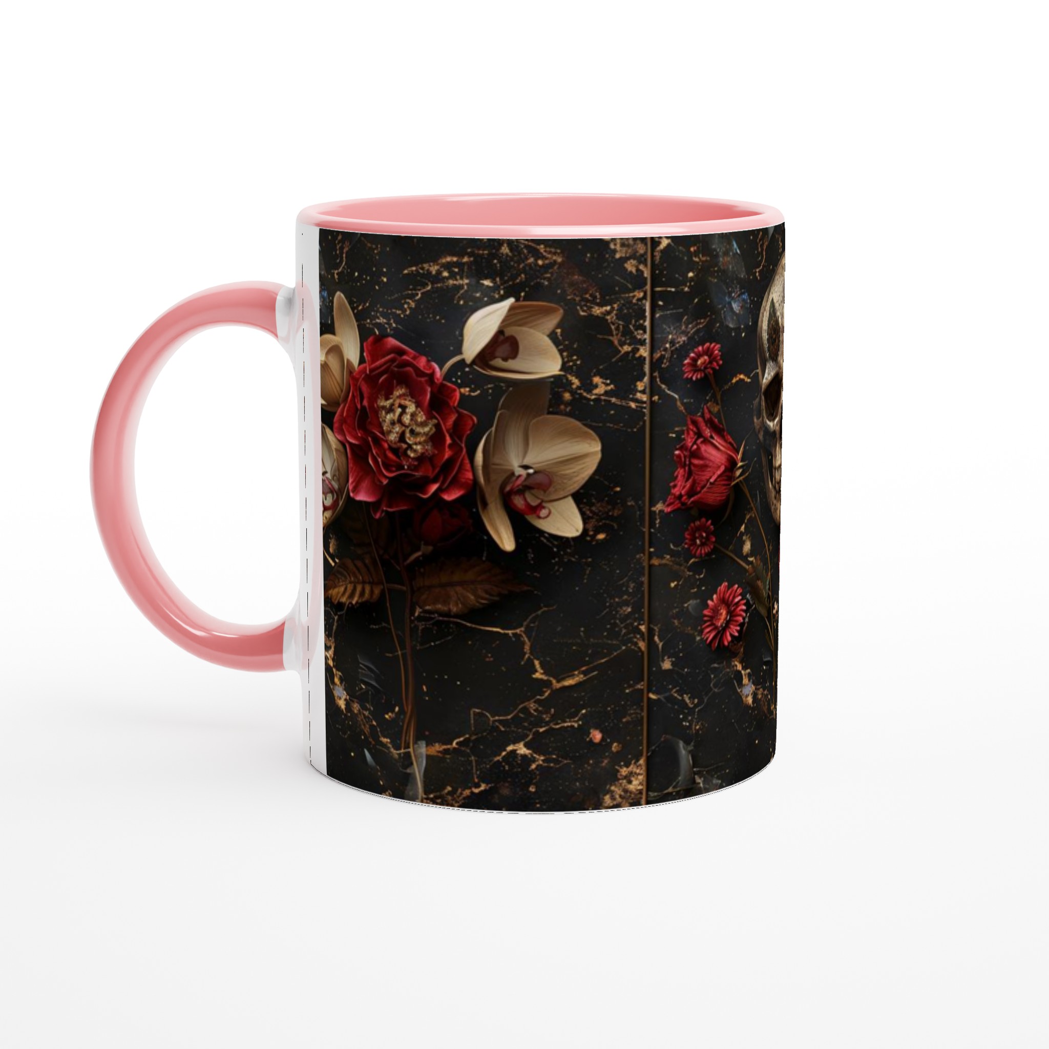 Mystisk Mörk Elegans 11oz Keramisk Mugg – Dödskalle, Blommor & Guldaccenter i Välj Din Färg 6 f67ed3bf-95c9-44e3-b23e-f040a6d40ce5