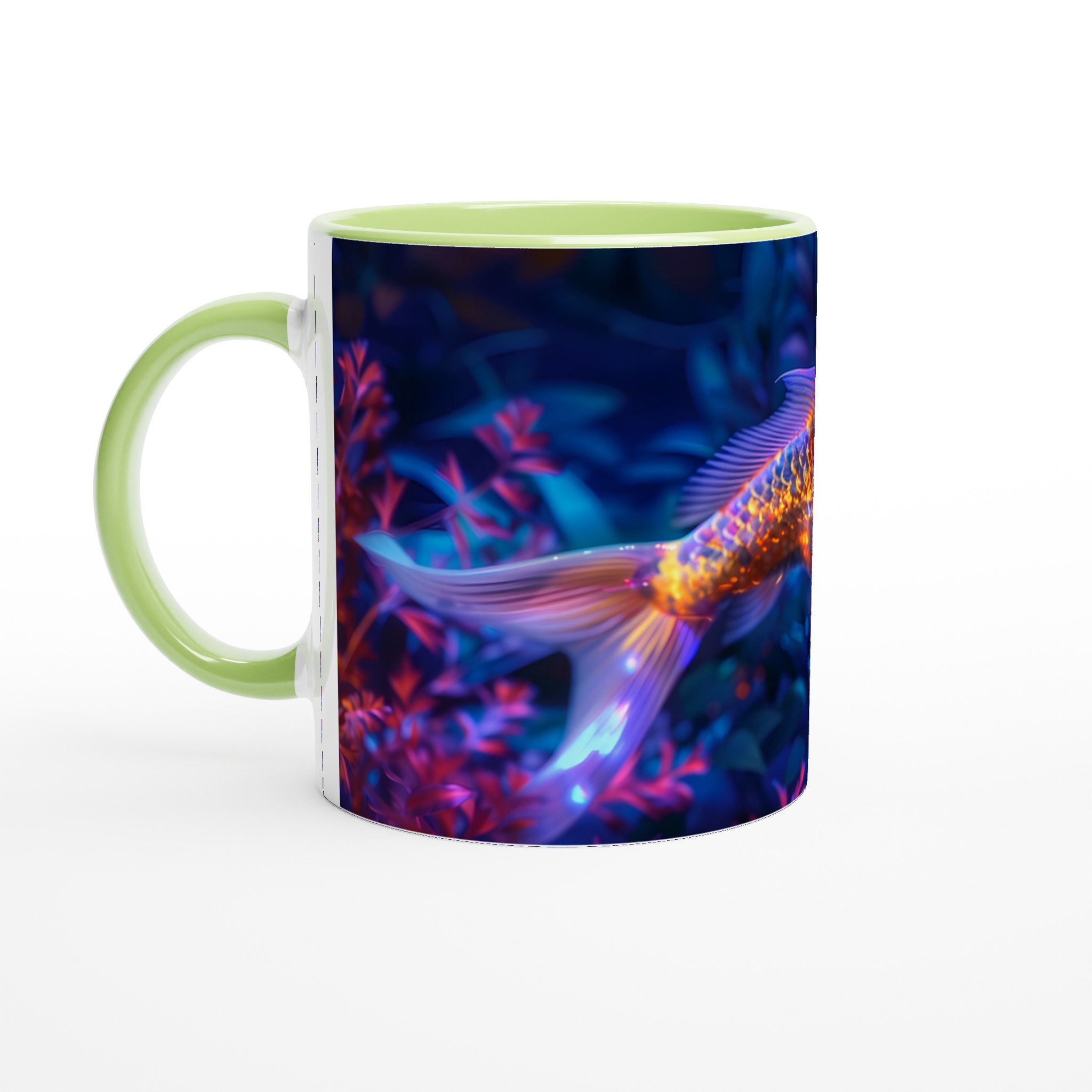 Neon Koi Fisken Mugg – 11 oz Keramikmugg i Hypnotiska Färger, Perfekt för Konstälskare & Färgstarka Tryck! 3 f809a305-f0c9-4c57-948e-fcbb26699467