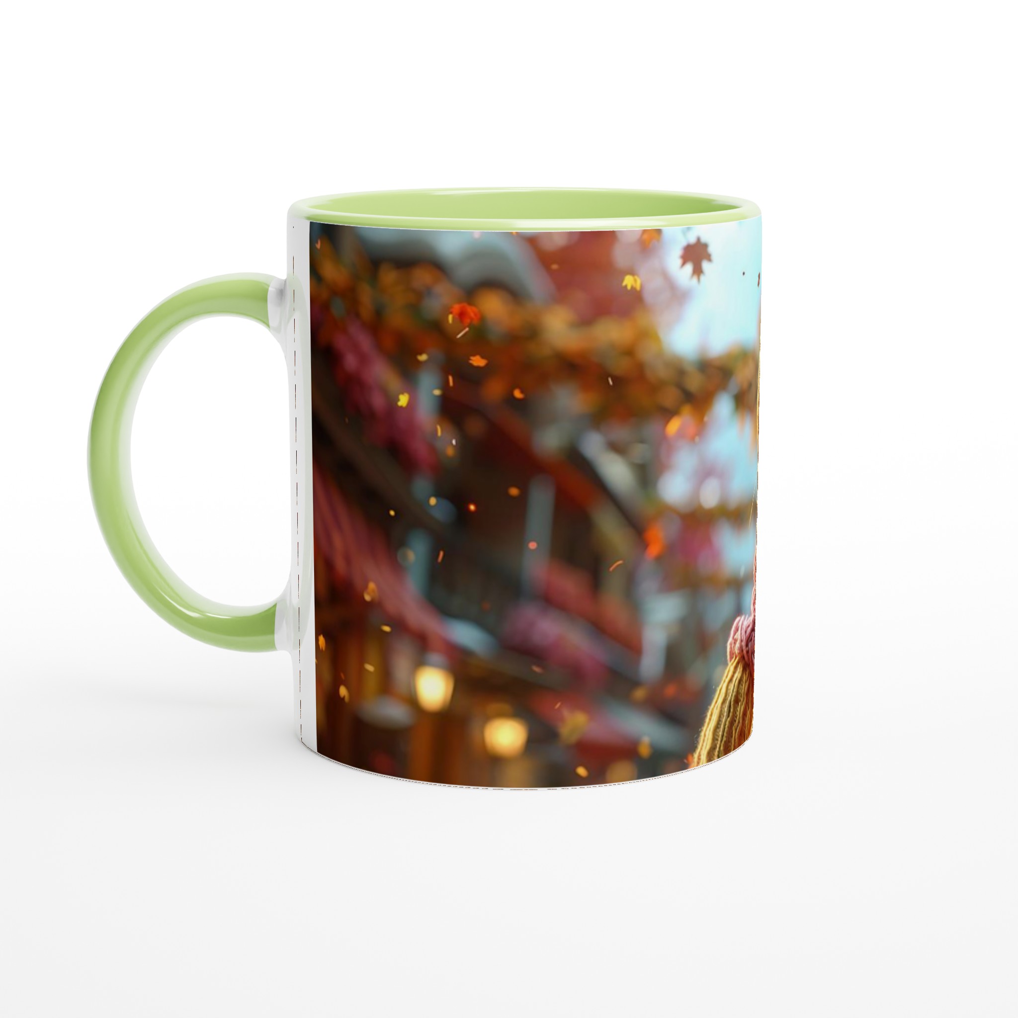 Höstmys Mugg - Charmig Höstflicka & Fallande Löv - 11oz Keramikmugg i Valfri Färg 3 f850e63f-597d-4253-8f00-8cea00a831c4