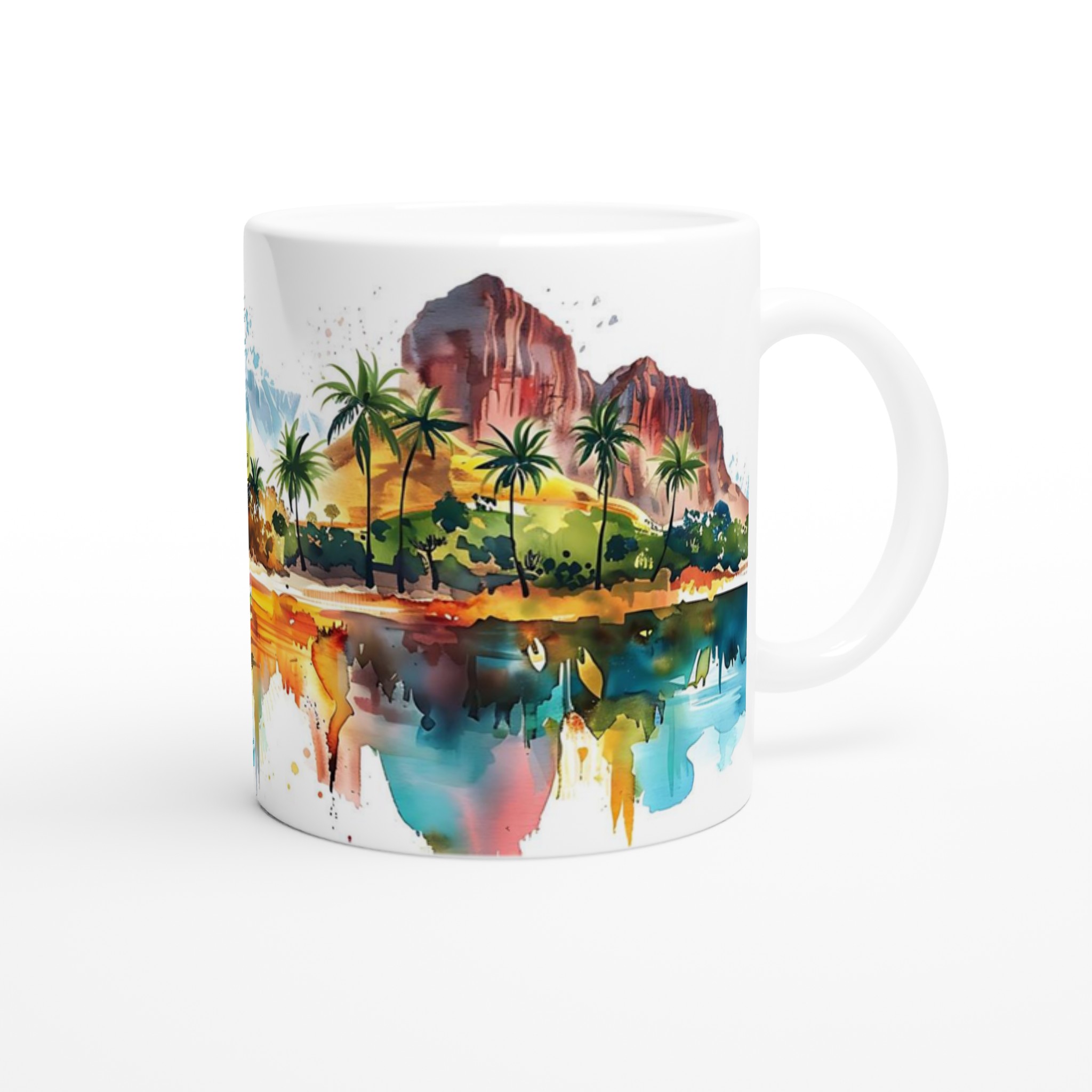 Tropisk Dröm Vattenfärg Mugg – 11oz Keramisk Kaffekopp med Konstnärligt Landskap 9 f88671cd-d3b2-4e37-b804-338c8a23b81d