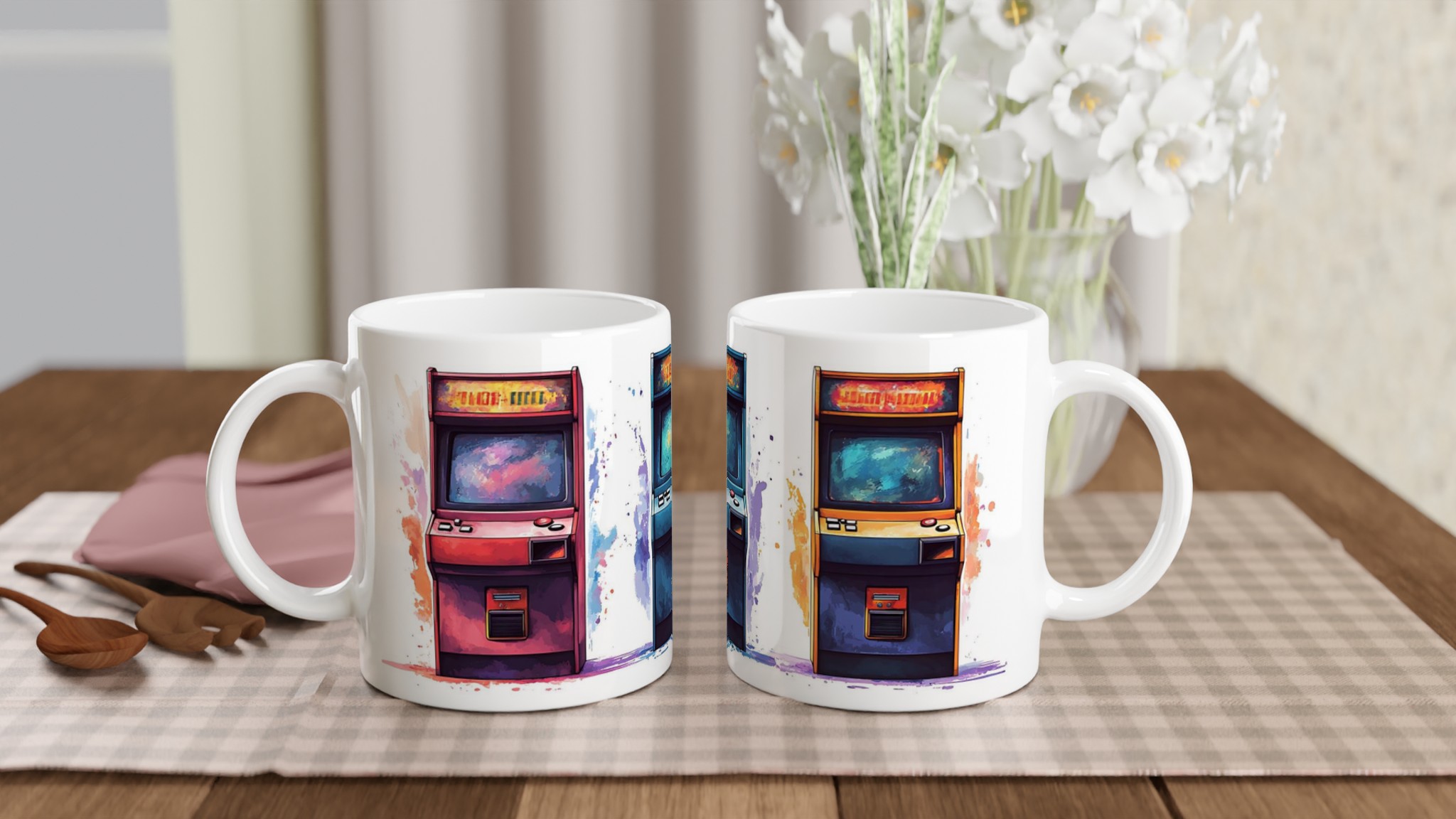 Retro Arcade Konst Mugg – Spelnostalgi i Levande Akvarell, Välj Din Favoritfärg! 10 f8a76c40-d914-4c9b-8424-045f272f0cb3