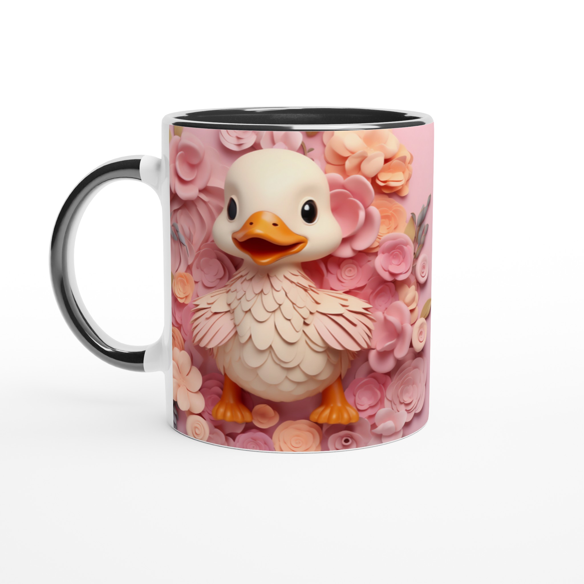 Söt Anka Keramikmugg – Rosa Blomdesign, 11 oz. Välj din färg! 7 f93f10d4-21a8-432f-819b-d49d77c2bc3a