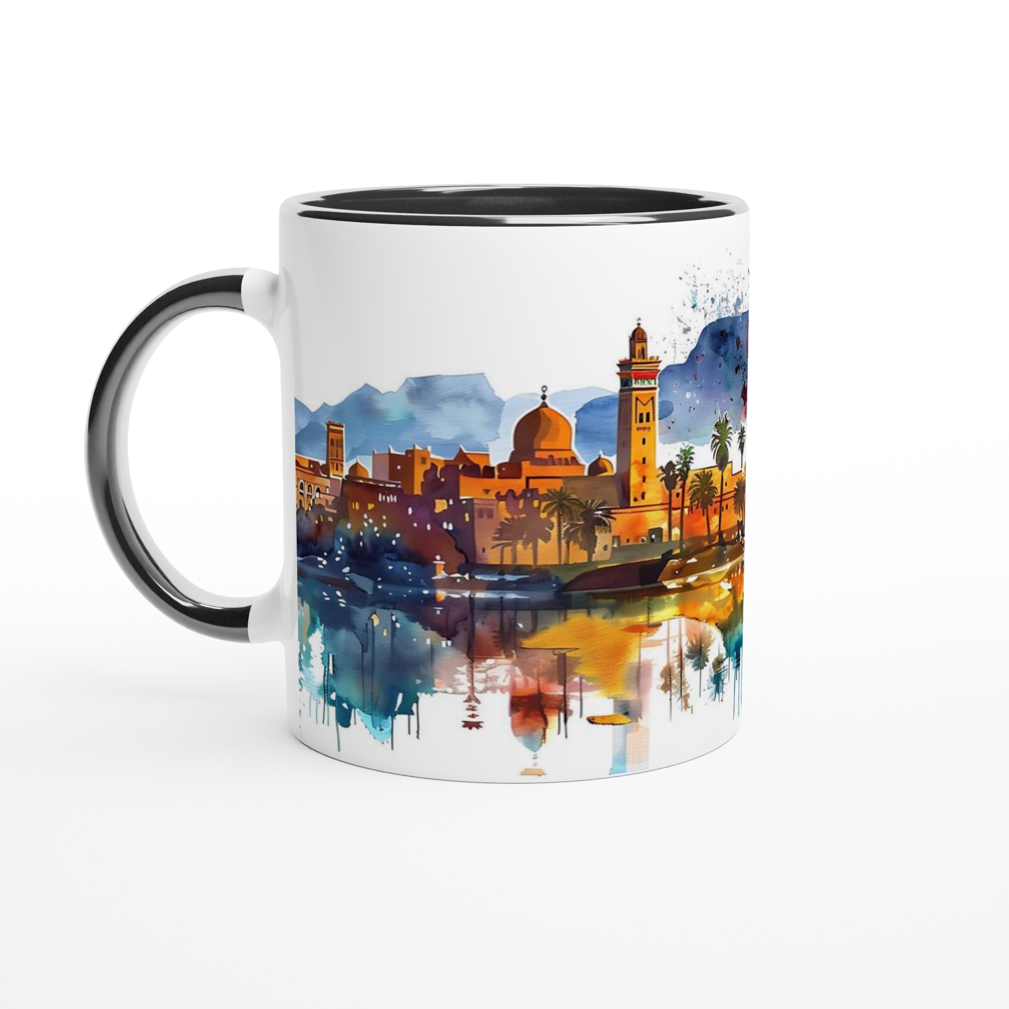 Marrakech Cityscape Vattenfärgsmugg – 11oz Premium Keramikmugg i ditt val av sju livfulla färger 7 f96db38e-8abc-4bc9-b7b5-7c34948e7fed