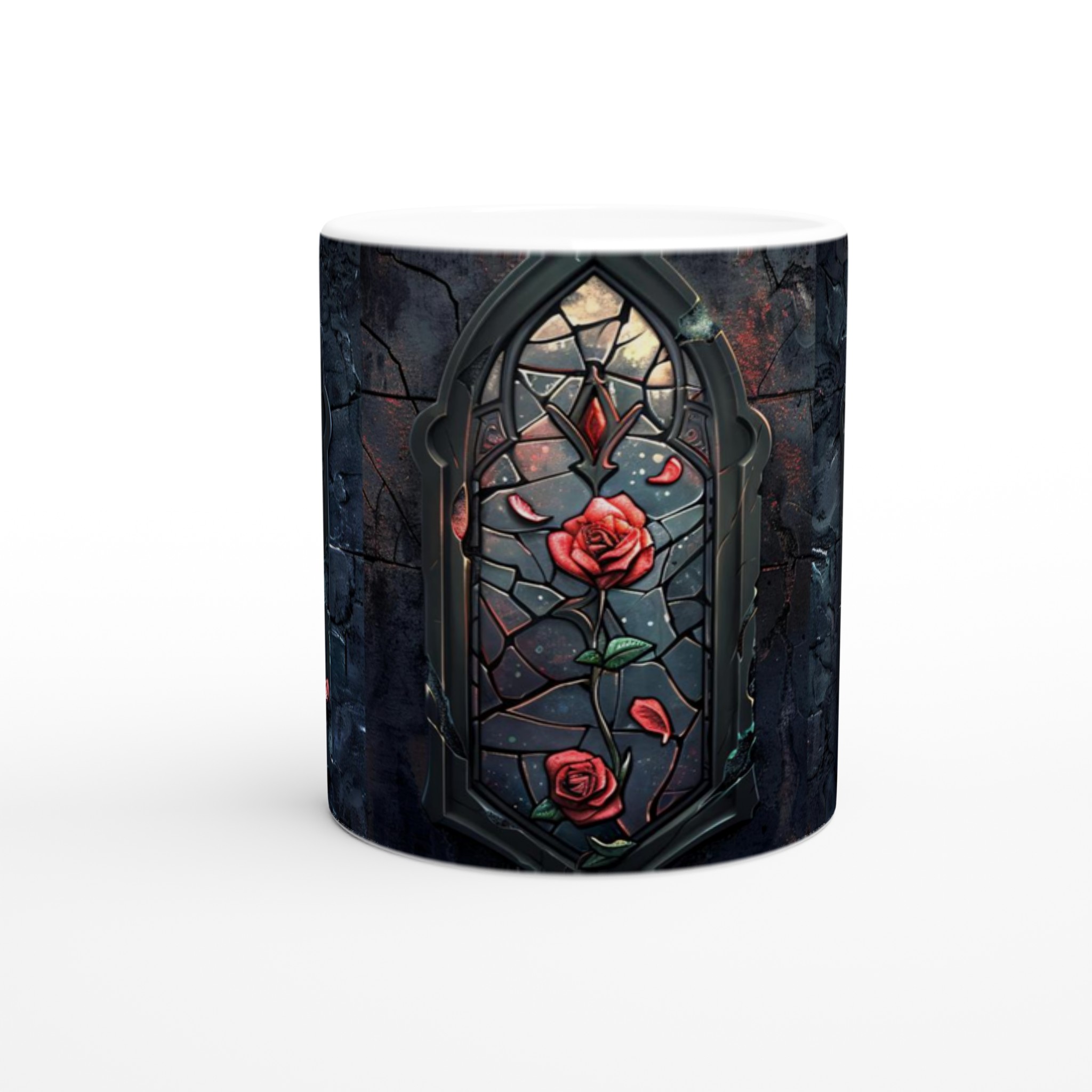 Vit 11oz keramisk mugg med dramatisk glasmålningsinspirerat motiv i flera färger 8 f9d8b4e7-d514-4e65-9b7a-19768318ddeb