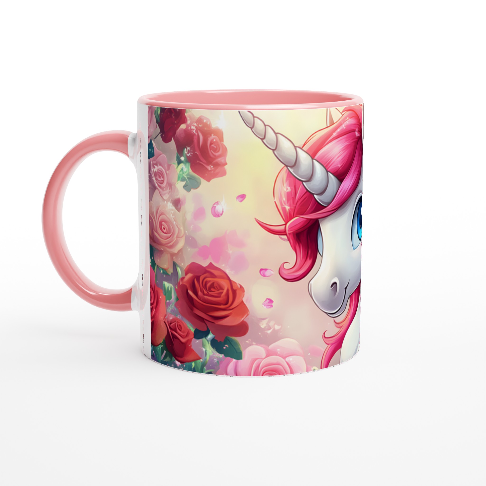 Magisk Enhörningsmugg - 11oz Keramisk Mugg med Rosa Hår och Blommor i Sju Färger 6 fa1f14c1-c8a9-4e61-bd2c-5fe3ec264752