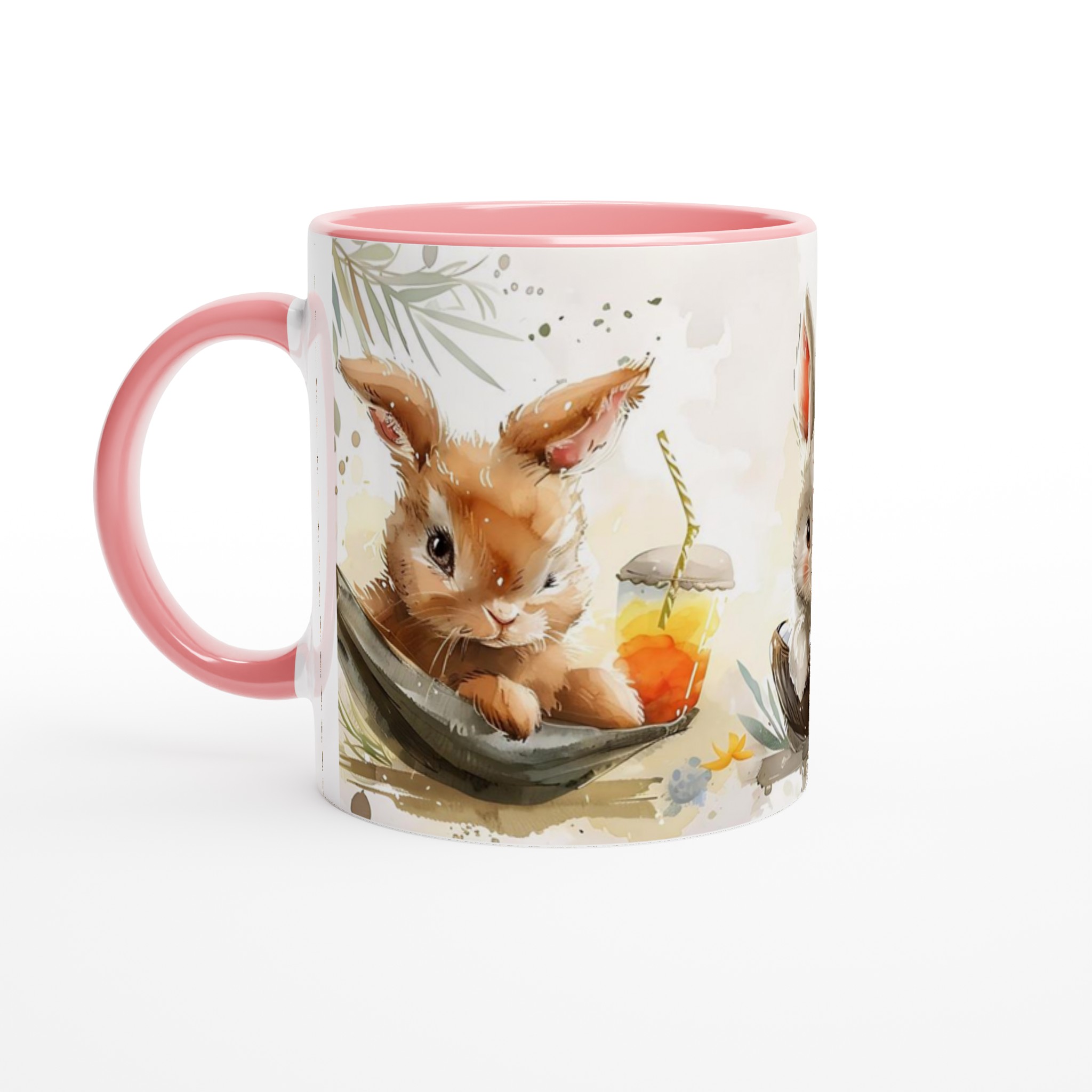 Söta Kanin Vänner Keramikmugg - Charmig Akvarelldesign för Kaffe & Te i Flera Färger 6 fa789963-fffa-4532-a76a-ca9097516ee3