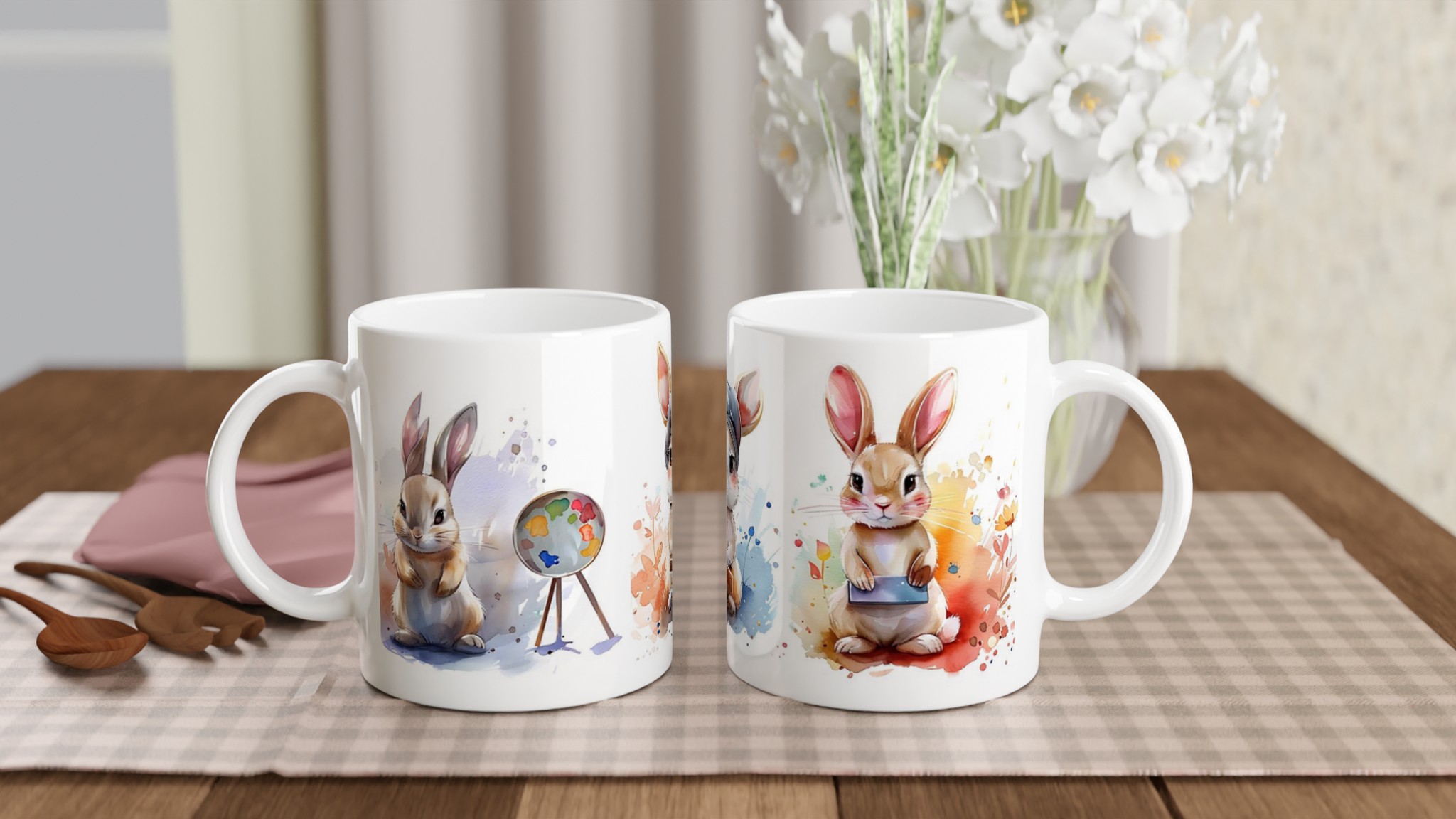 Konstnärliga Kaniner Keramikmugg – Charmigt Akvarellmotiv för Kaffeälskare, Välj din Favoritfärg! 10 fa895ce5-284b-4aa7-852e-7b835b6d8cd9