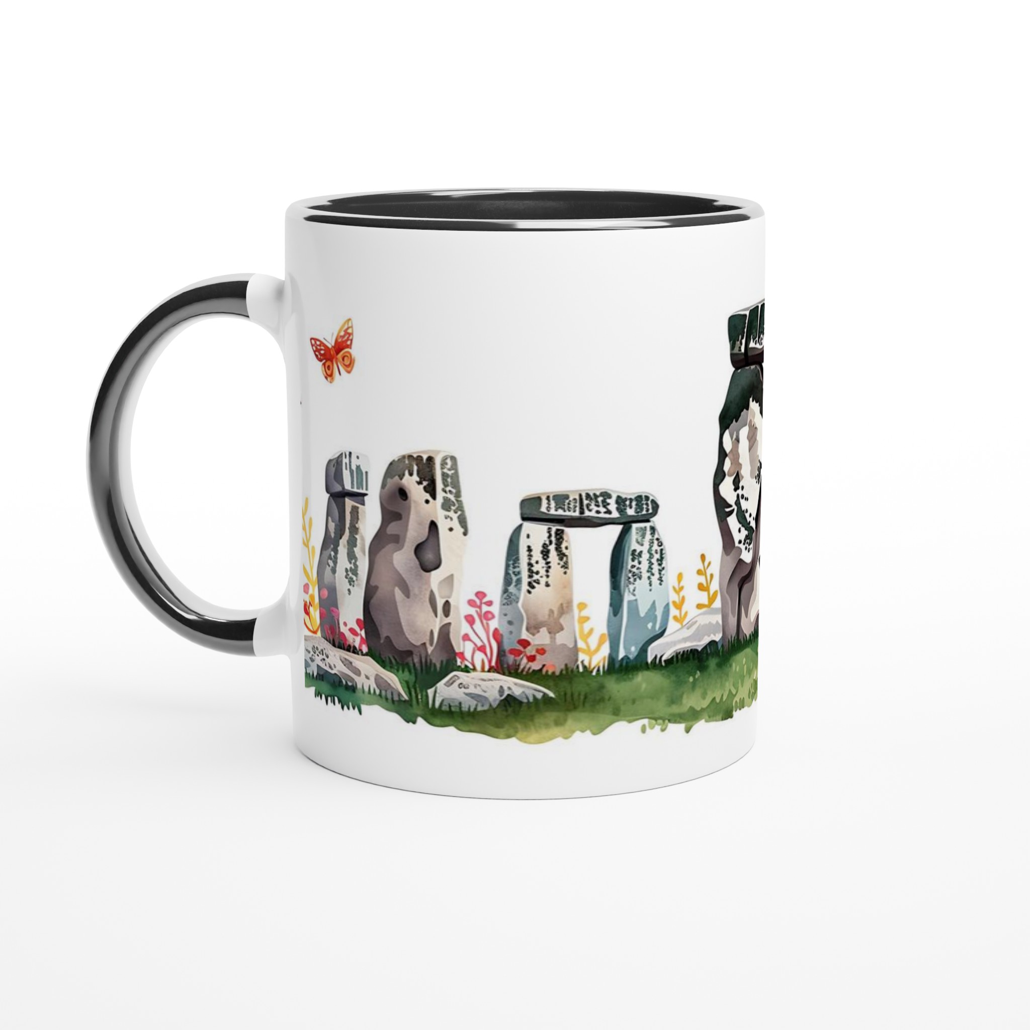 Stonehenge & Butterflies Akvarellmugg – 11 oz Keramikmugg i ditt val av 7 färger 7 fa95fbfd-3154-4f46-b2c1-159f6acfb3b4