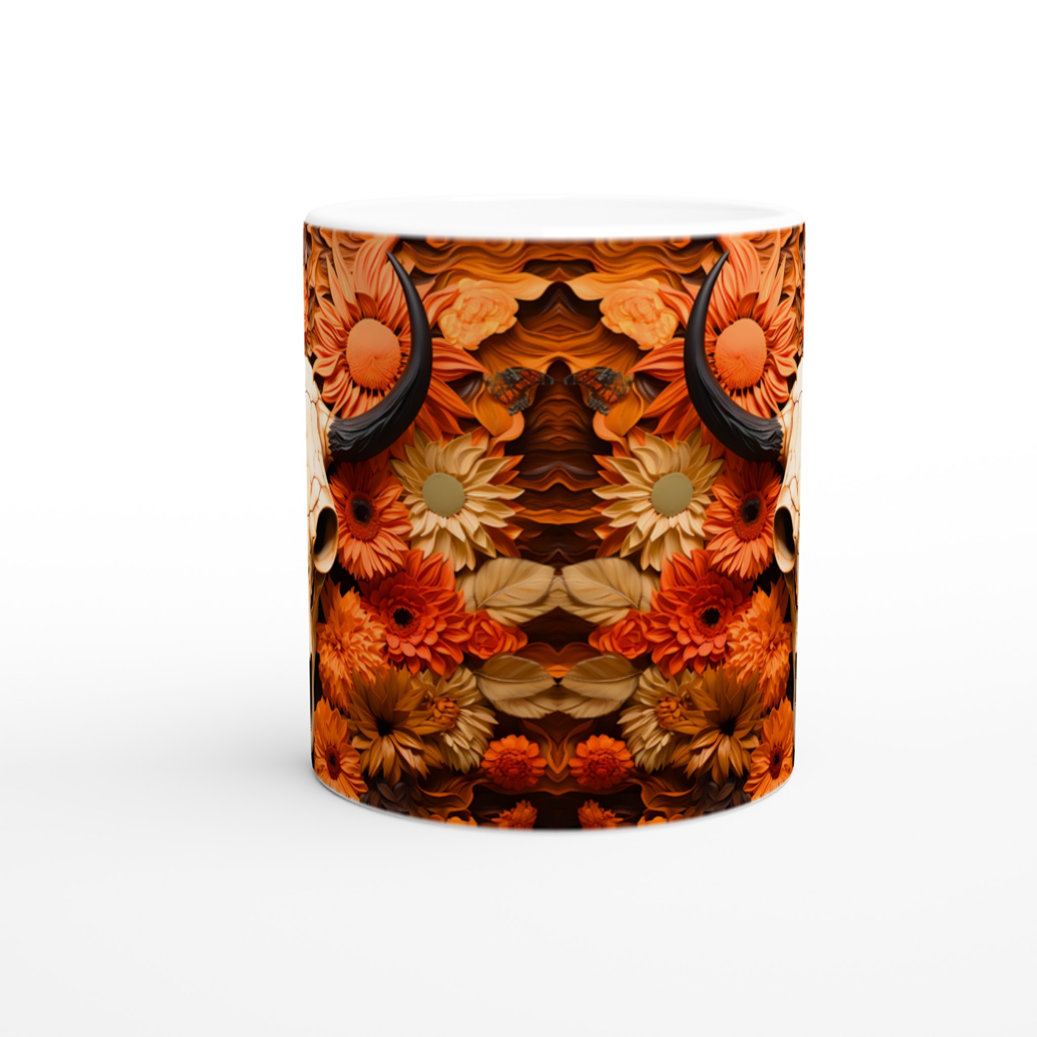 Bohemisk Blomster & Buffalo Skalle Keramisk Mugg – 11 oz Premium Design för Kaffeälskare 8 fbd3c247-fc58-4062-8421-1dbd07cf6378