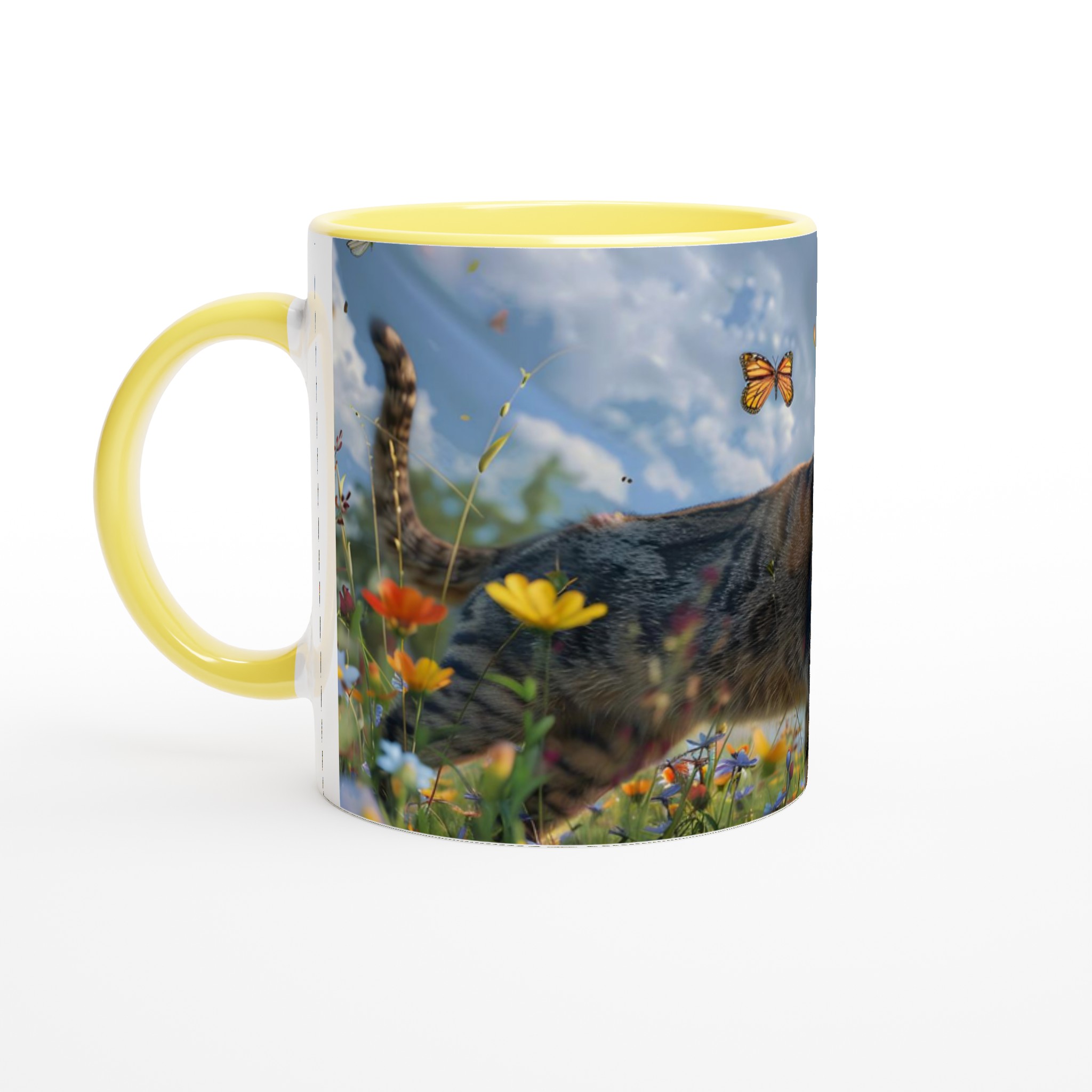 Katt bland Vårblommor – Levande 11oz Keramisk Mugg för Naturälskare 5 fc14b8f4-f884-46ff-bfa5-057003117fb7