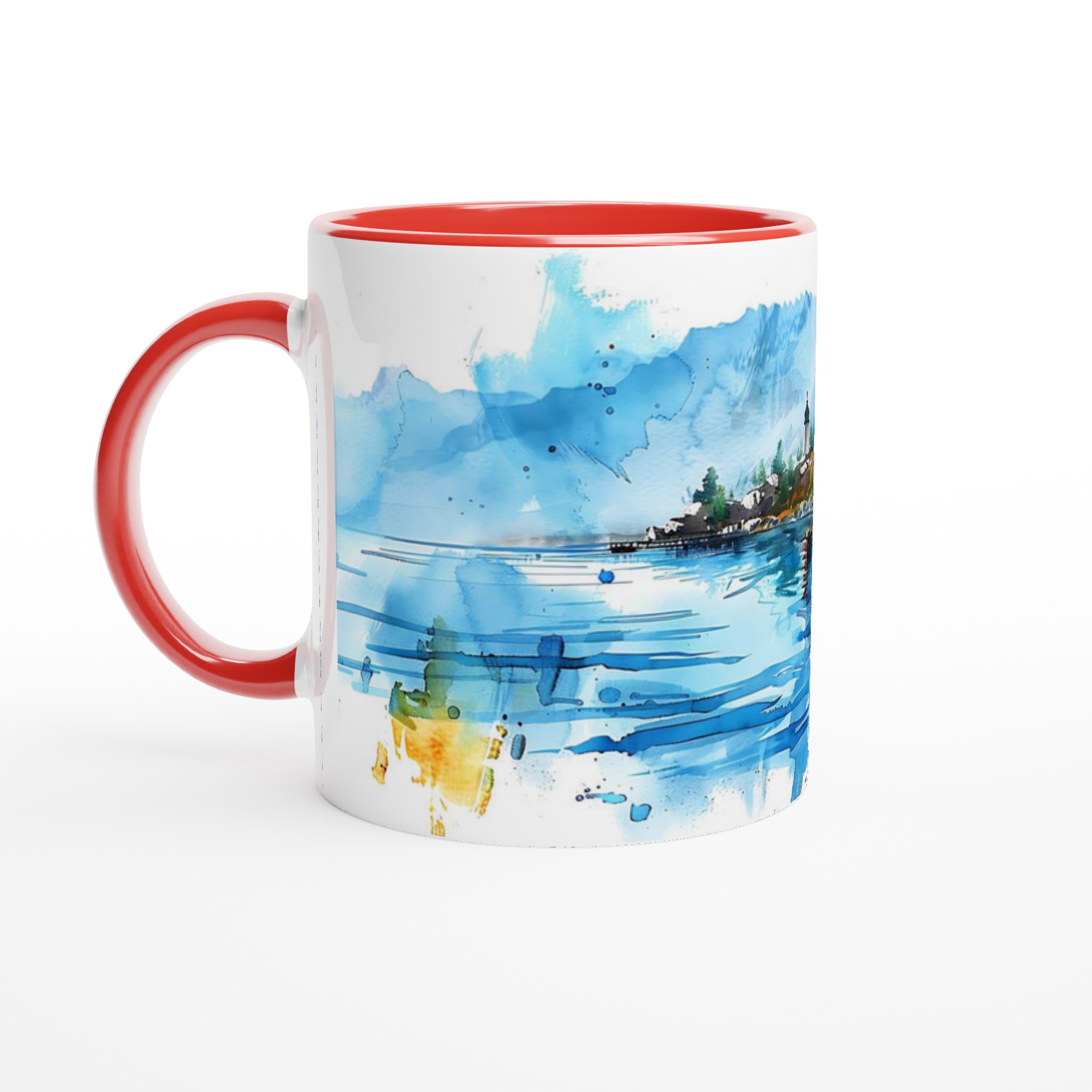 Akvarell Landskap Keramikmugg - Skandinavisk Fjord Konst för Kaffeälskaren, Välj bland 7 Färgstarka Nyanser 2 fc1988fd-f408-43a3-b66b-d27f5859583e