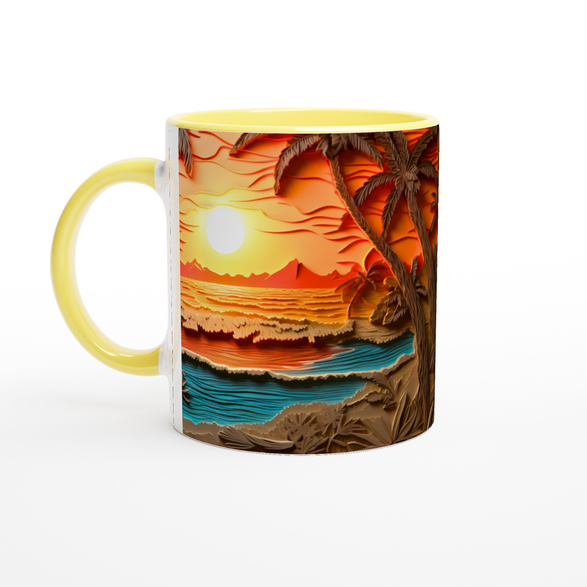 Tropisk Solnedgång Keramikmugg - 11oz, Vågor & Palmer i Varma Nyanser. Välj mellan 7 Färgstarka Alternativ! 6 fc1c5cb0-fe43-4d28-b20f-ddc5660646a1