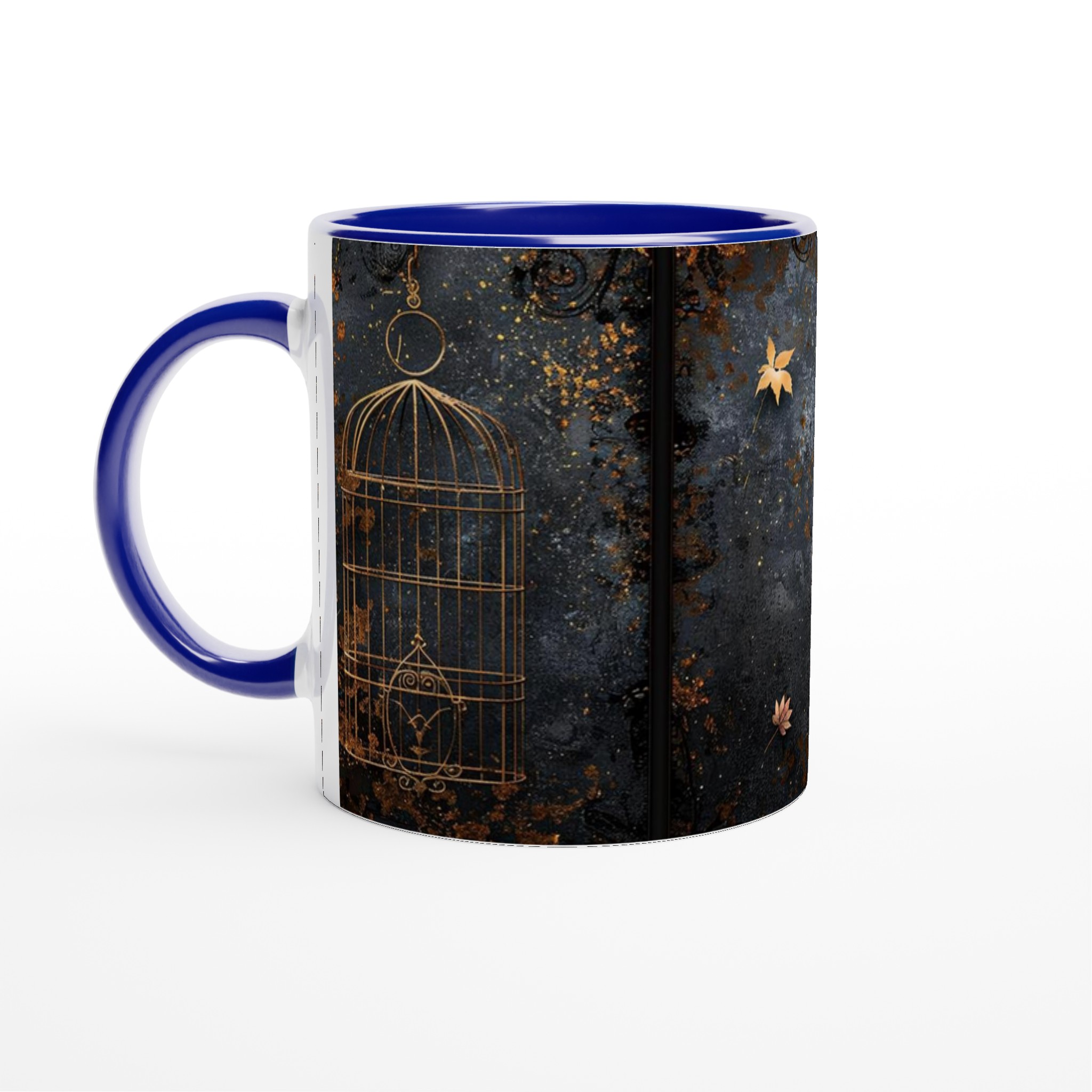 Mystisk Guld och Svart Fågelbur Mugg - 11oz Keramisk Mugg för Kaffe & Te 4 fca56ef0-7976-4322-b019-c9f1456f1f46