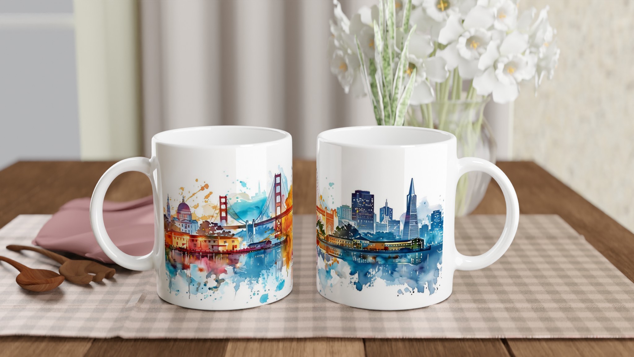 San Francisco Akvarell Kaffemugg – Färgstark Stadsbild, 11 oz Keramikmugg 10 fcc3c3d6-49c5-4c35-8976-40bad3c8d070