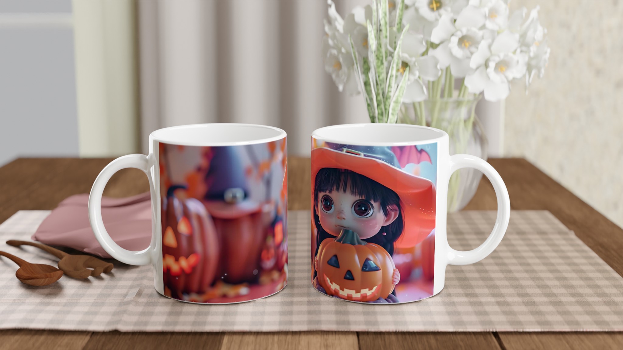 Söt Halloween-mugg: Häxbarn & Pumpa – Välj din färg, 11 oz keramikmugg 10 fd36e52c-a5eb-423e-bba3-da001dbae306