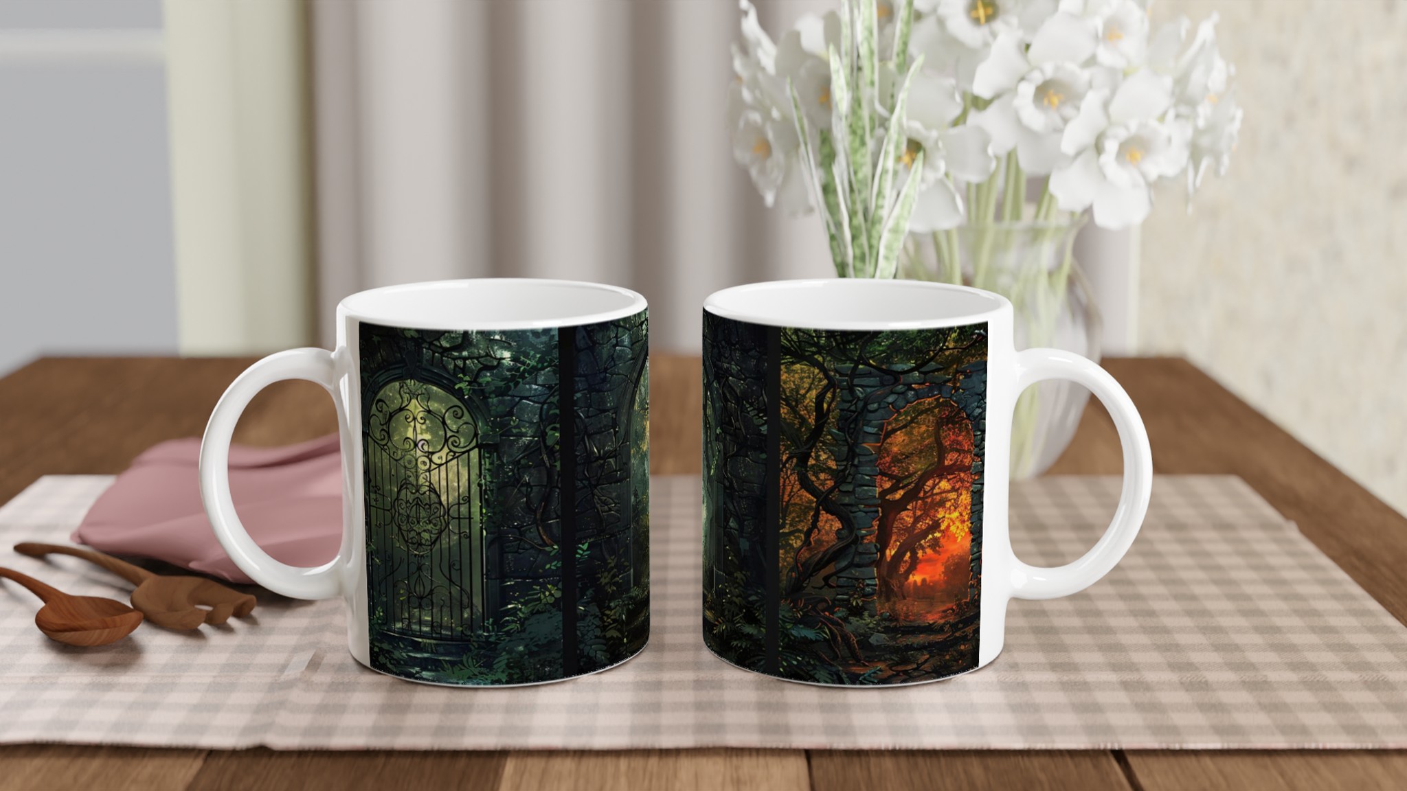 Magisk Portal Mugg – Fantasy Design med Frodig Grönska och Mystisk Glöd, 11oz Keramisk Mugg 10 fe45a8b0-b871-4d25-9202-72f93efbe681